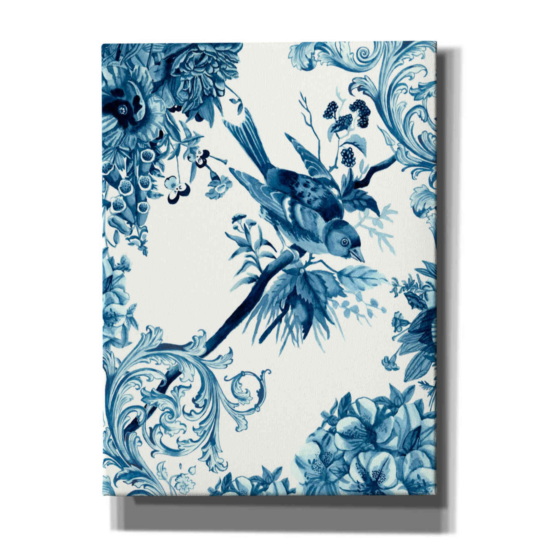 'Bird and Branch in Indigo II' by Naomi McCavitt, Canvas Wall Art