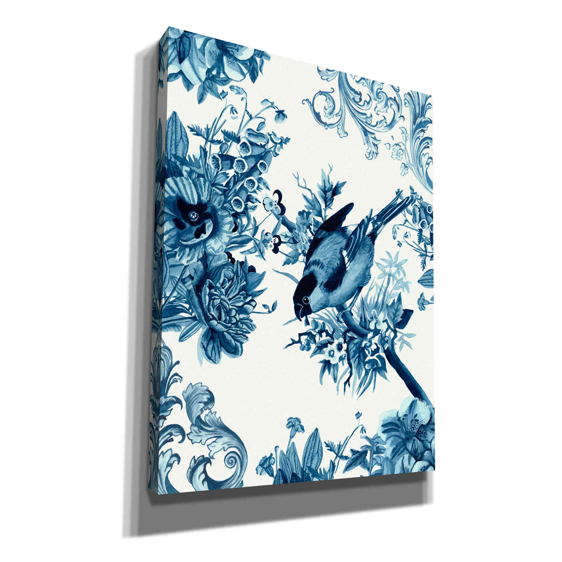 'Bird and Branch in Indigo I' by Naomi McCavitt, Canvas Wall Art