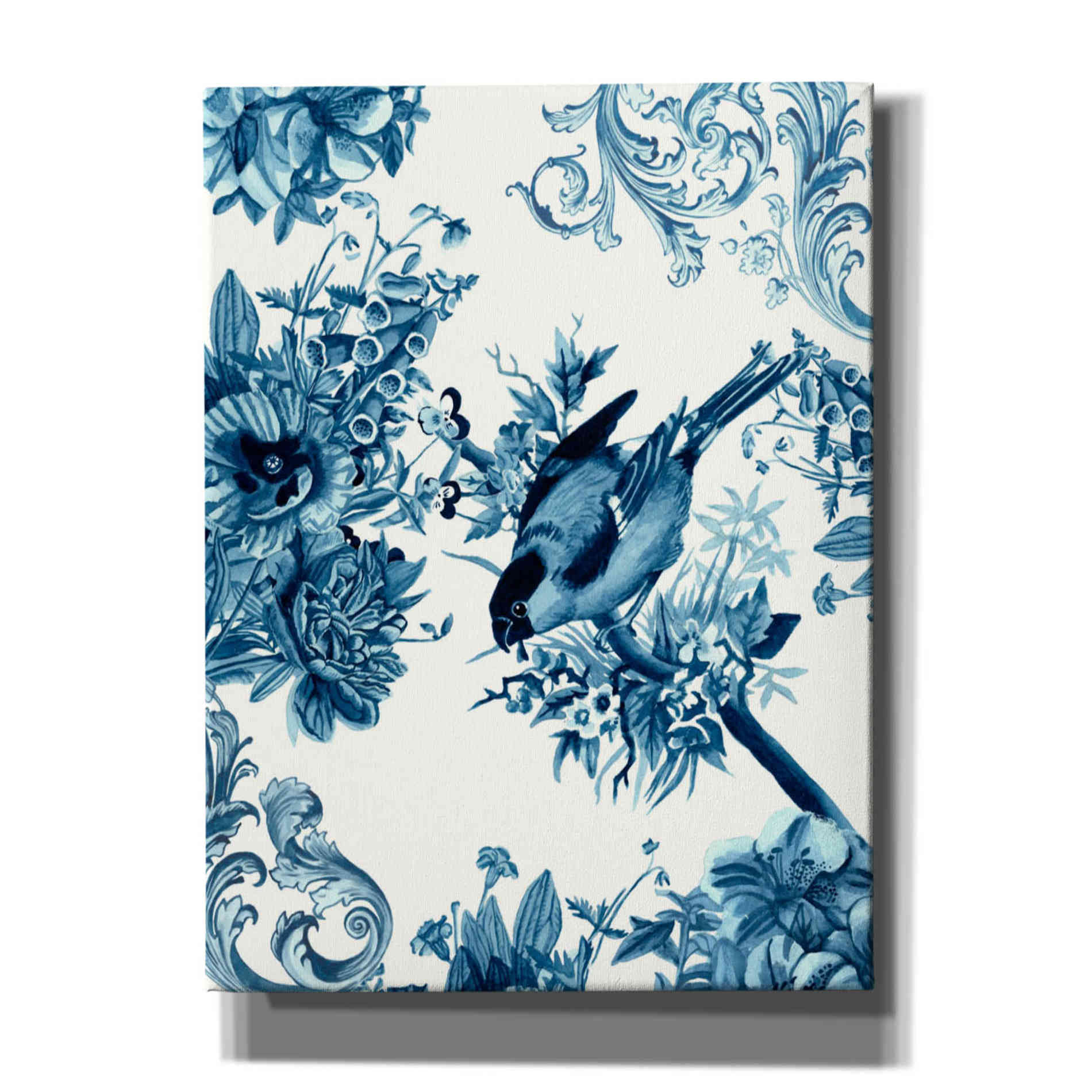 'Bird and Branch in Indigo I' by Naomi McCavitt, Canvas Wall Art