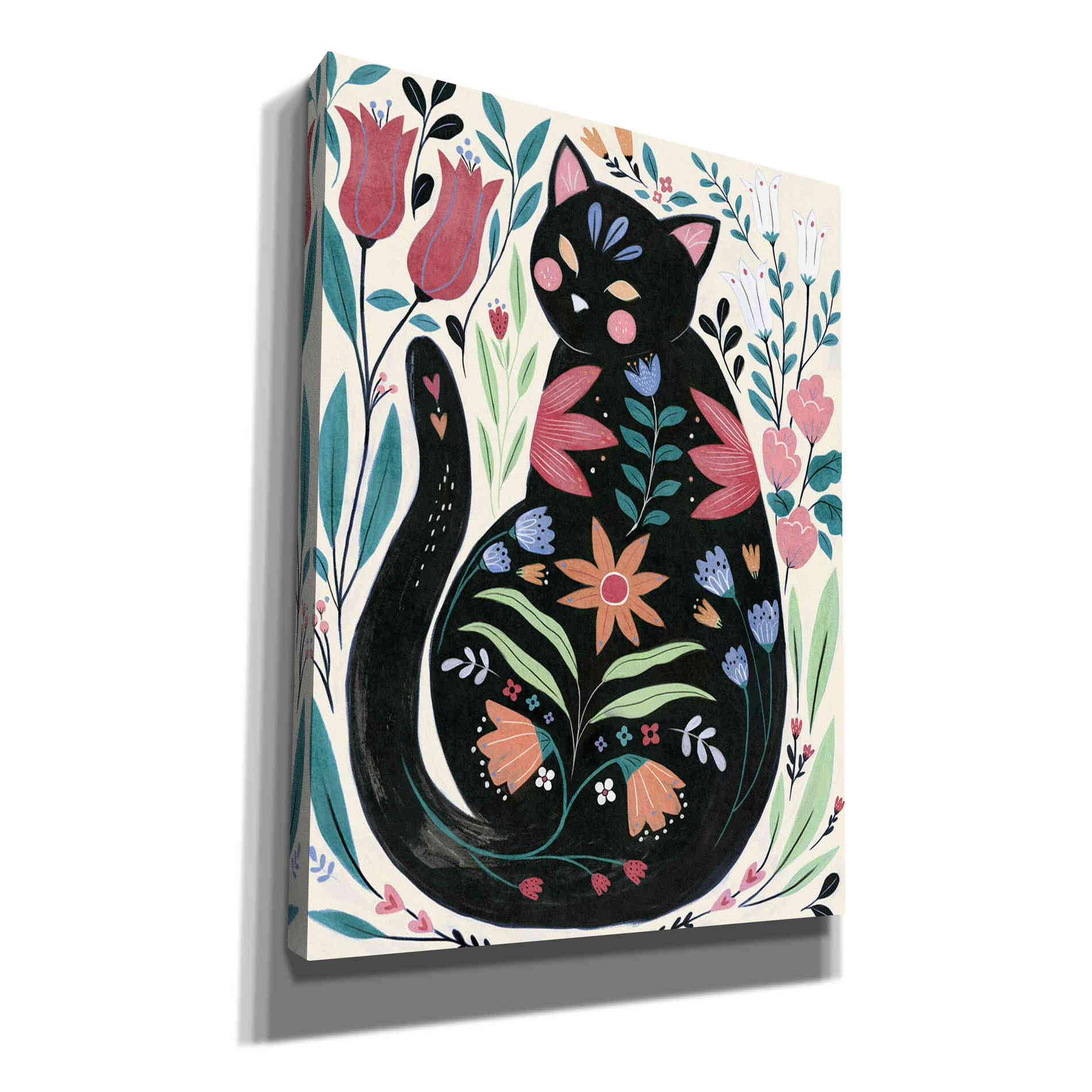 'Folksy Feline I' by Annie Warren, Canvas Wall Art