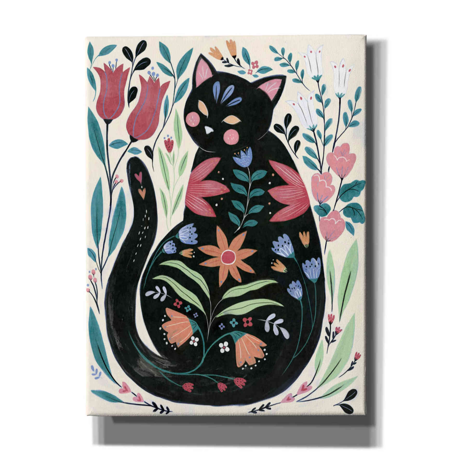 'Folksy Feline I' by Annie Warren, Canvas Wall Art