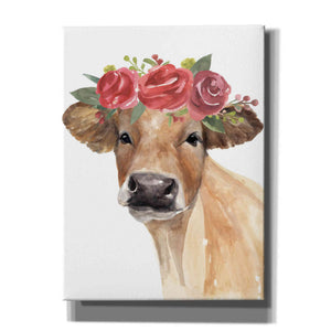 'Flowered Cow II' by Annie Warren, Canvas Wall Art