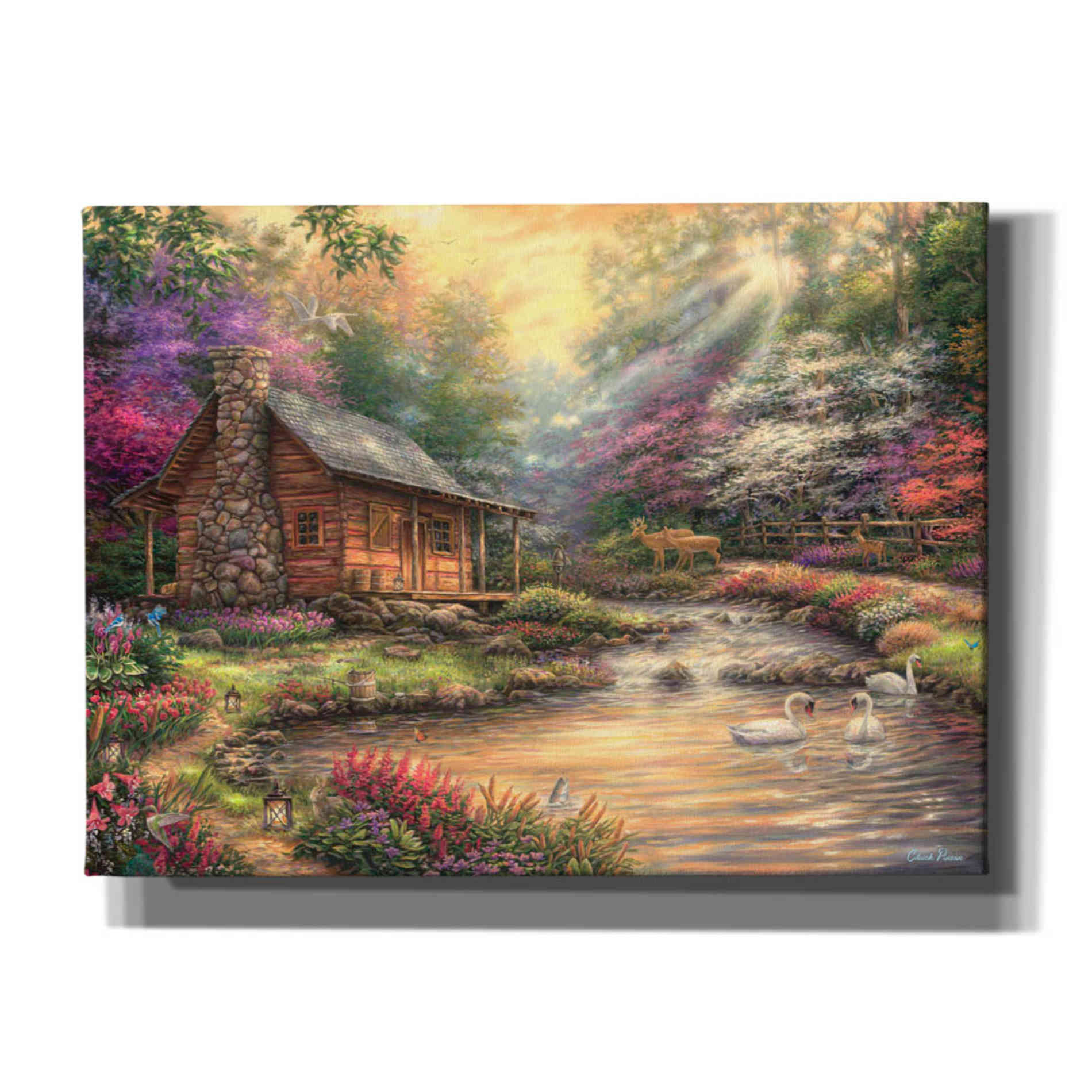 'Brookside Retreat' by Chuck Pinson, Canvas Wall Art