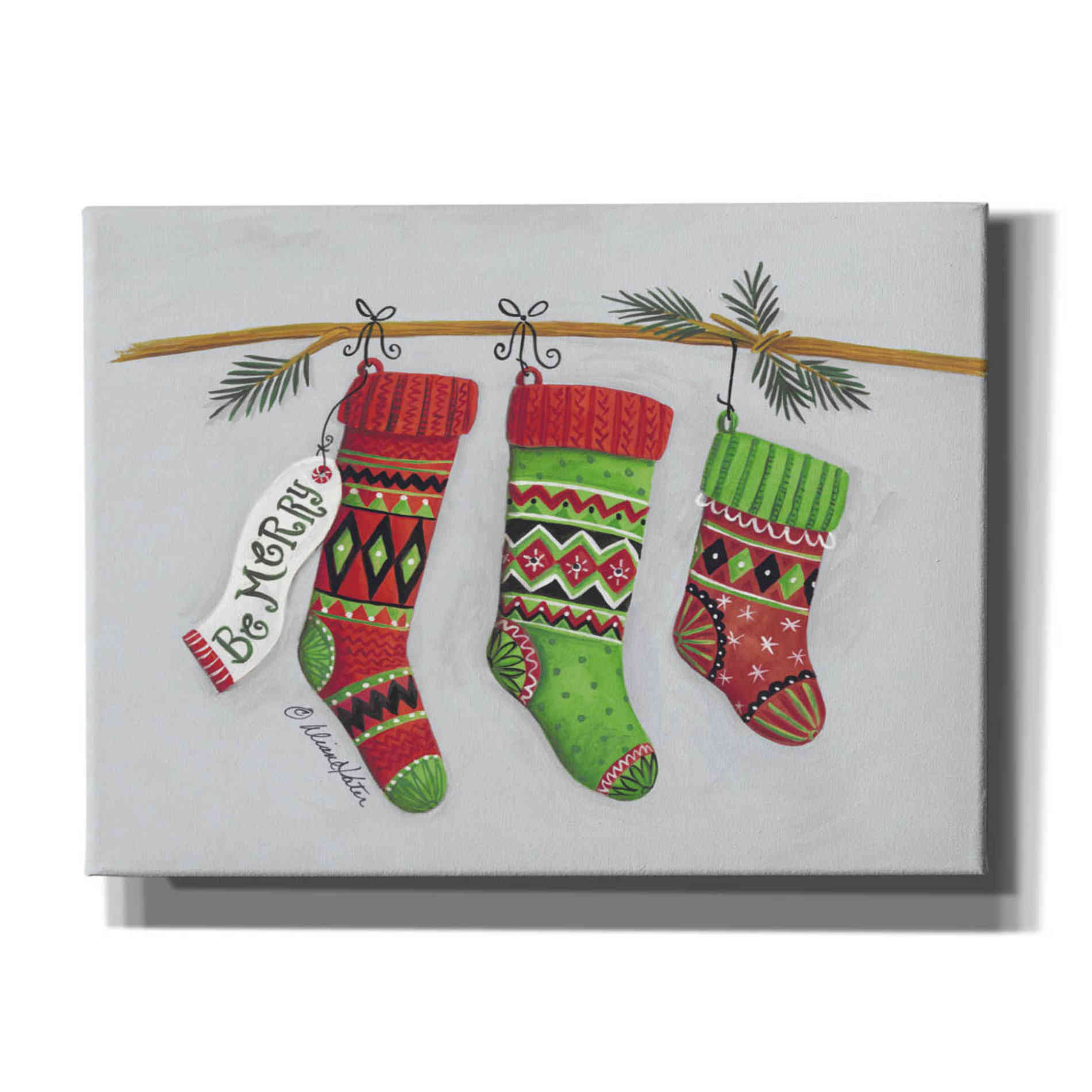 'Be Merry Stockings' by Diane Kater, Canvas Wall Art