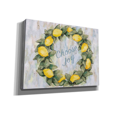 Image of 'Choose Joy Lemon Wreath' by Jennifer Holden, Canvas Wall Art