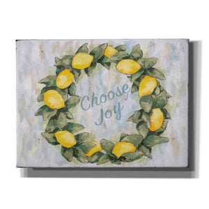 'Choose Joy Lemon Wreath' by Jennifer Holden, Canvas Wall Art