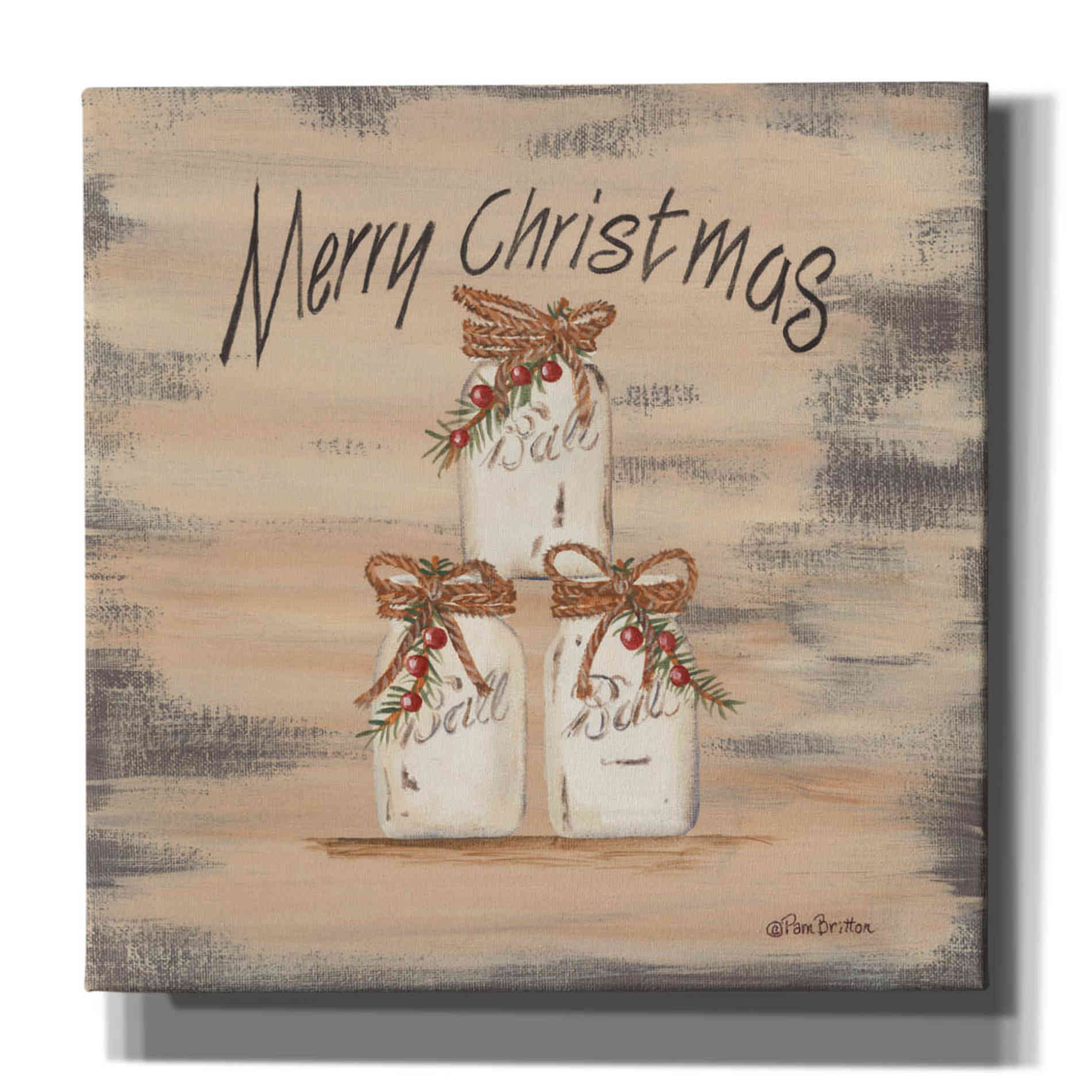 'Mason Jar Greetings' by Pam Britton, Canvas Wall Art