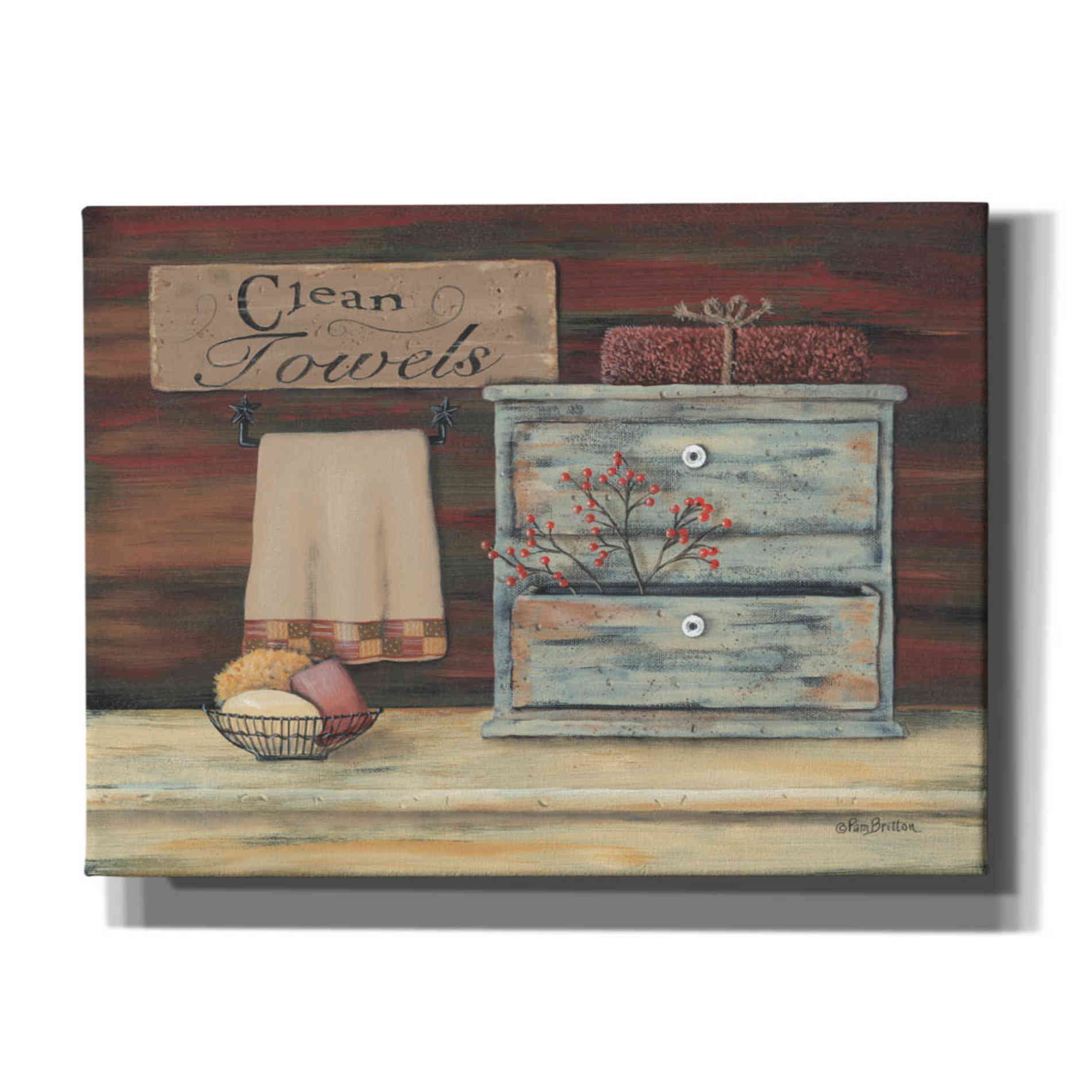 'Clean Towels' by Pam Britton, Canvas Wall Art