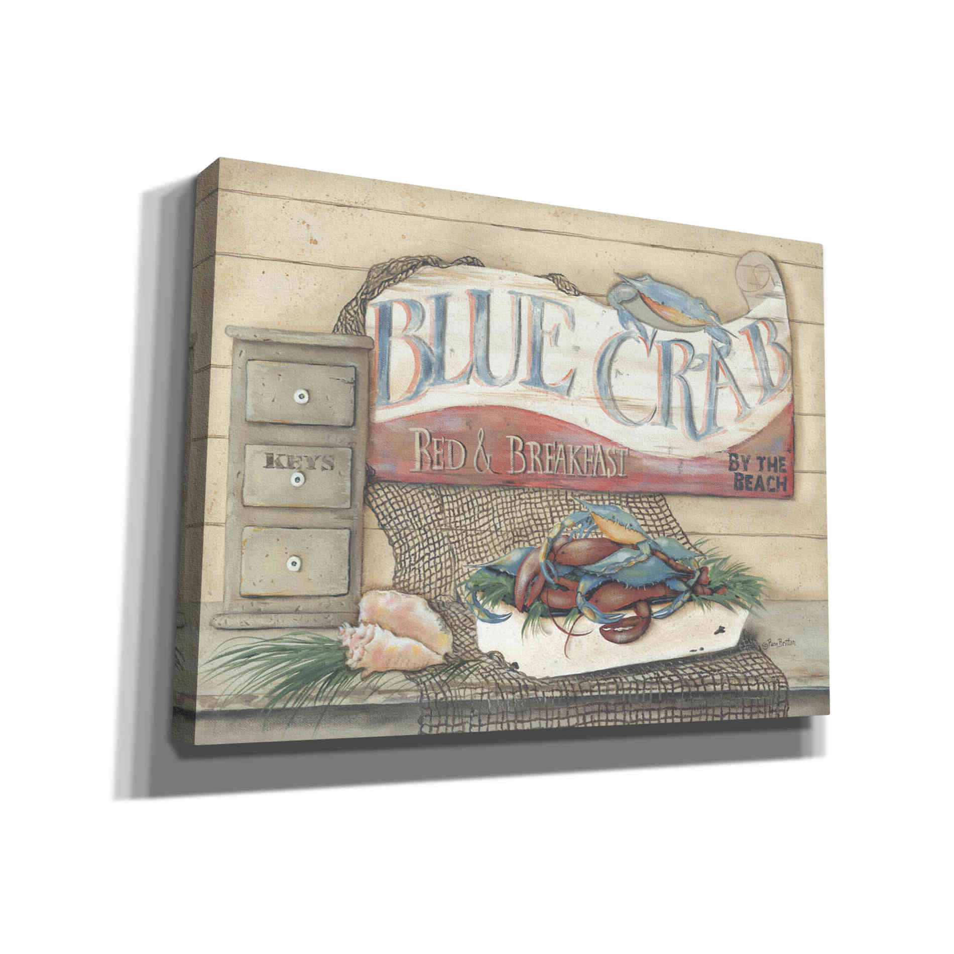 'Blue Crab B & B' by Pam Britton, Canvas Wall Art
