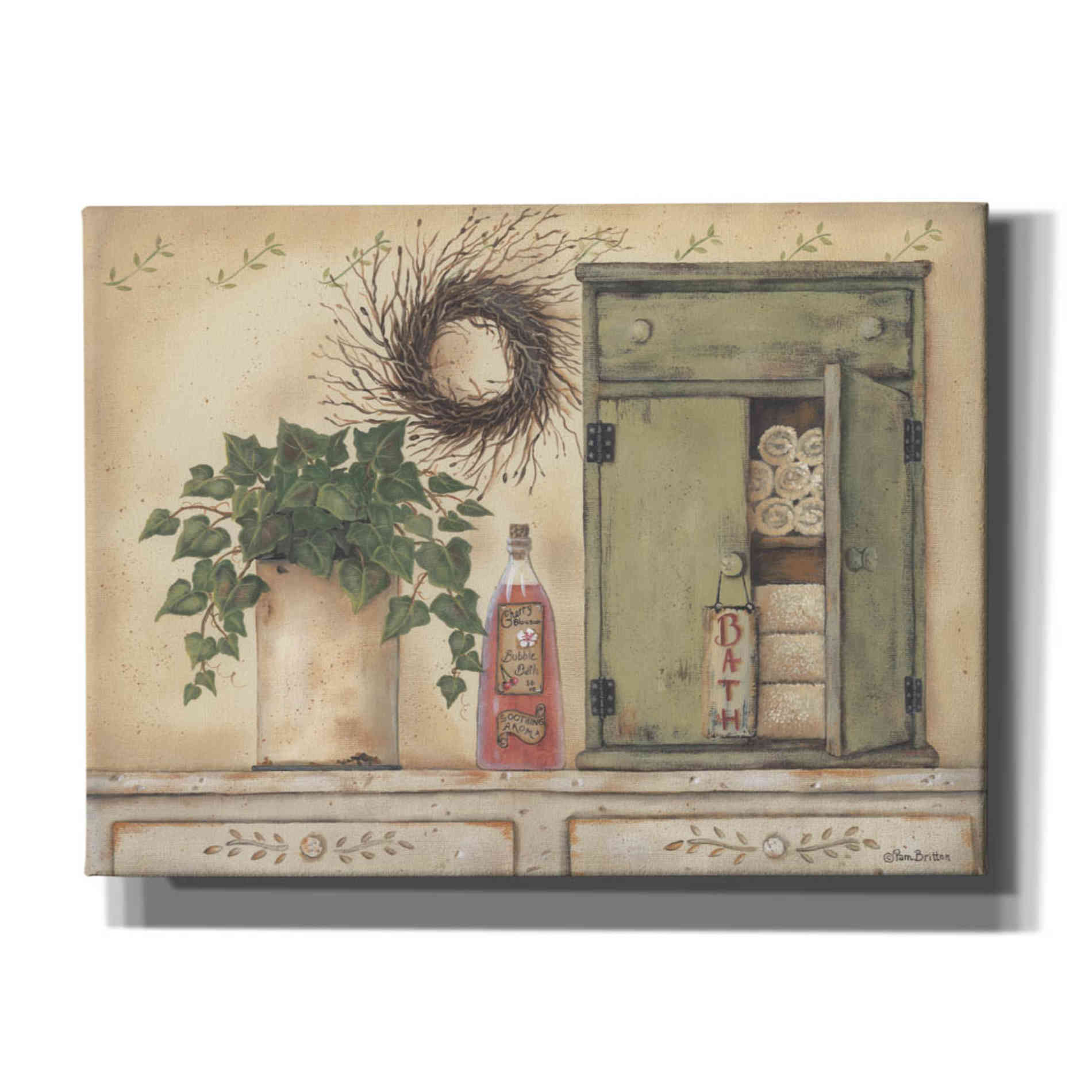 'Cherry Blossom Bath' by Pam Britton, Canvas Wall Art