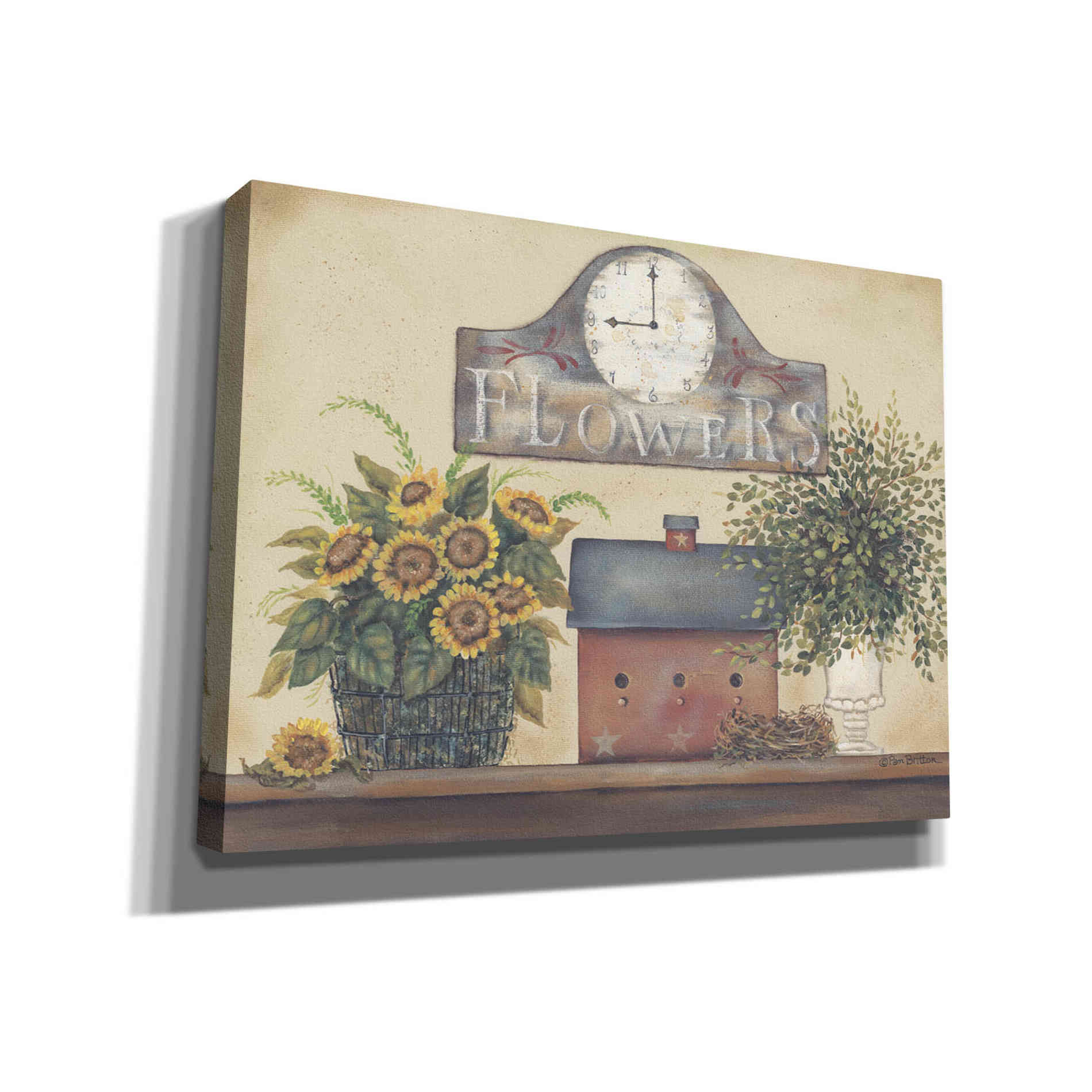 'Flower Clock' by Pam Britton, Canvas Wall Art