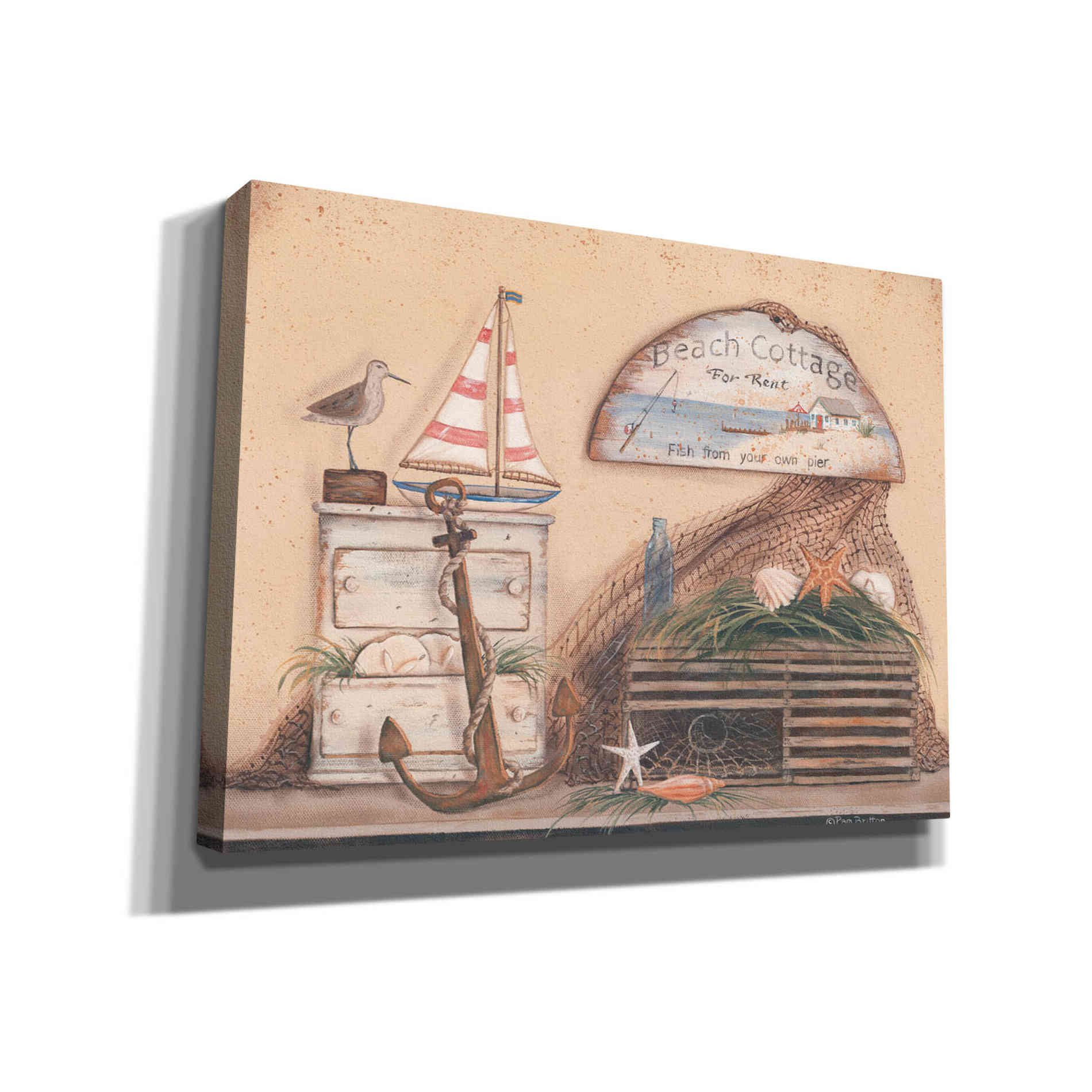 'Beach Cottage' by Pam Britton, Canvas Wall Art