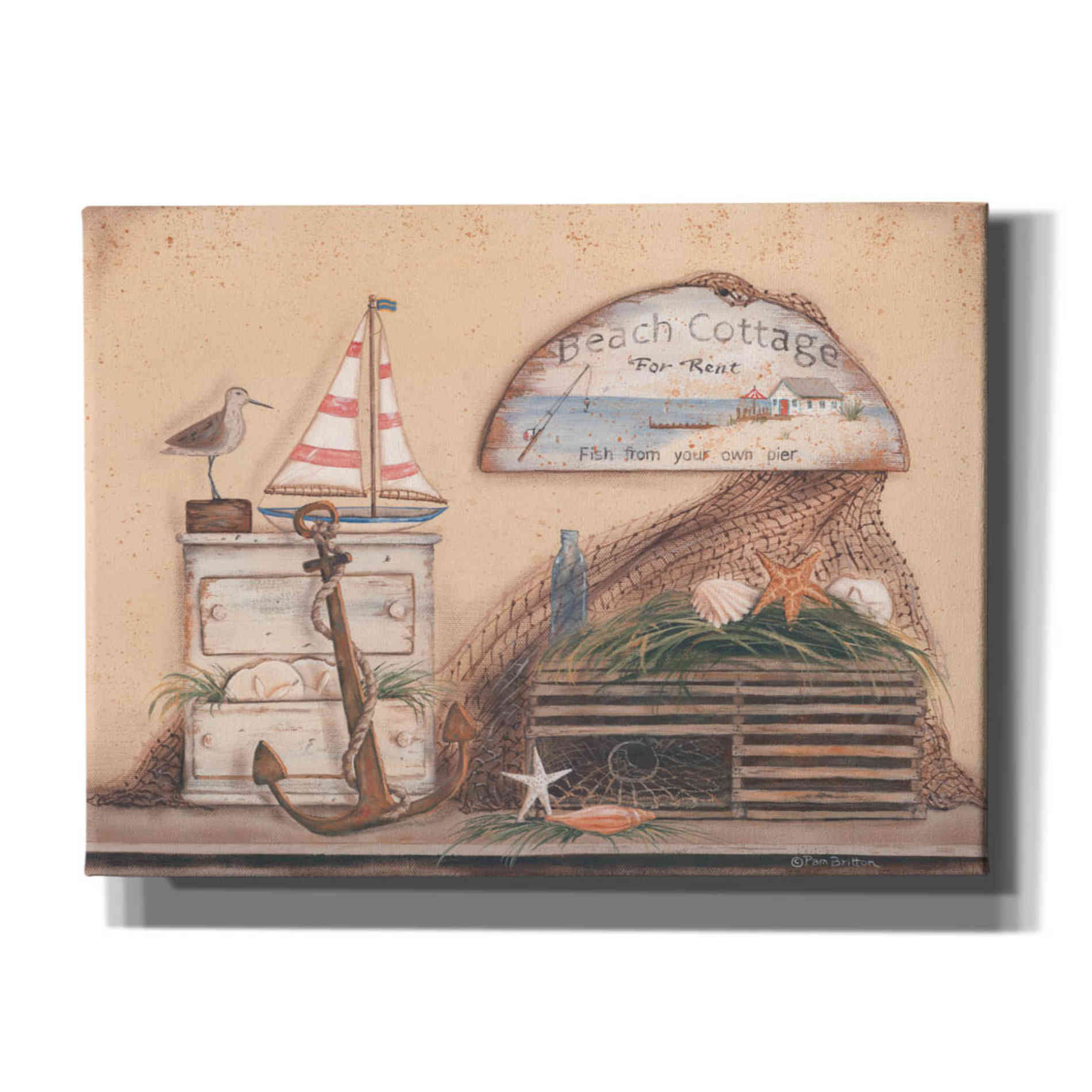 'Beach Cottage' by Pam Britton, Canvas Wall Art