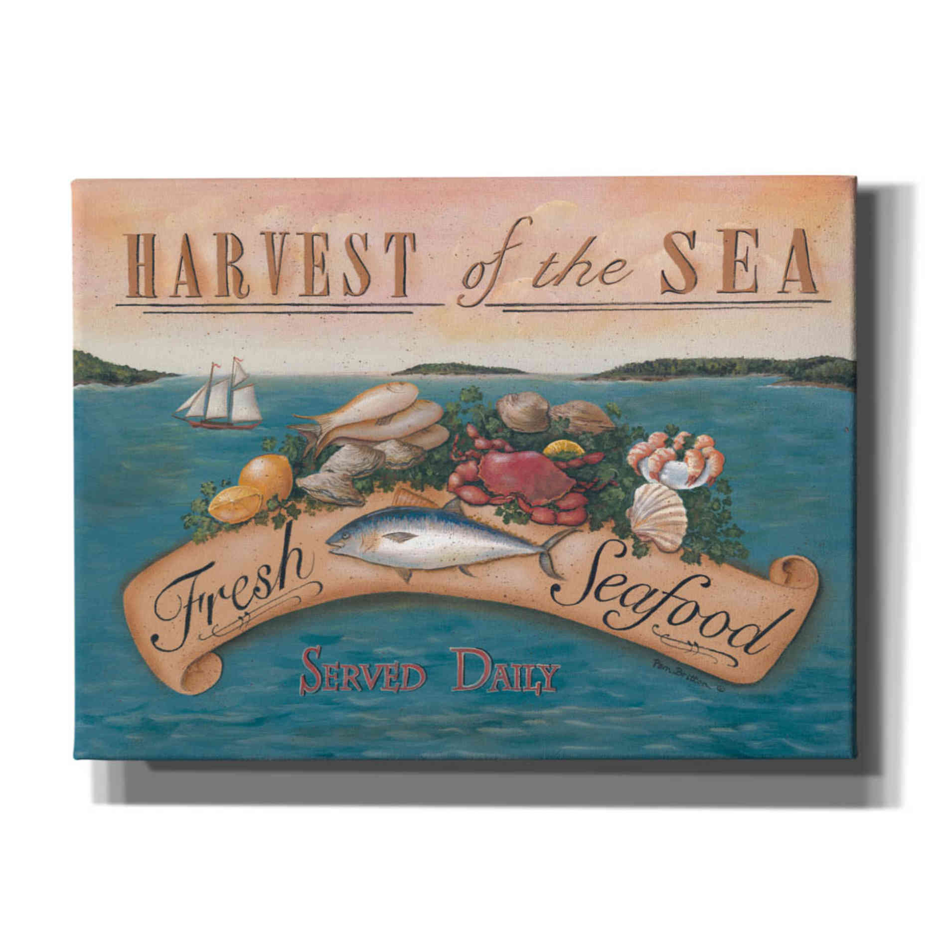 'Fresh Seafood' by Pam Britton, Canvas Wall Art