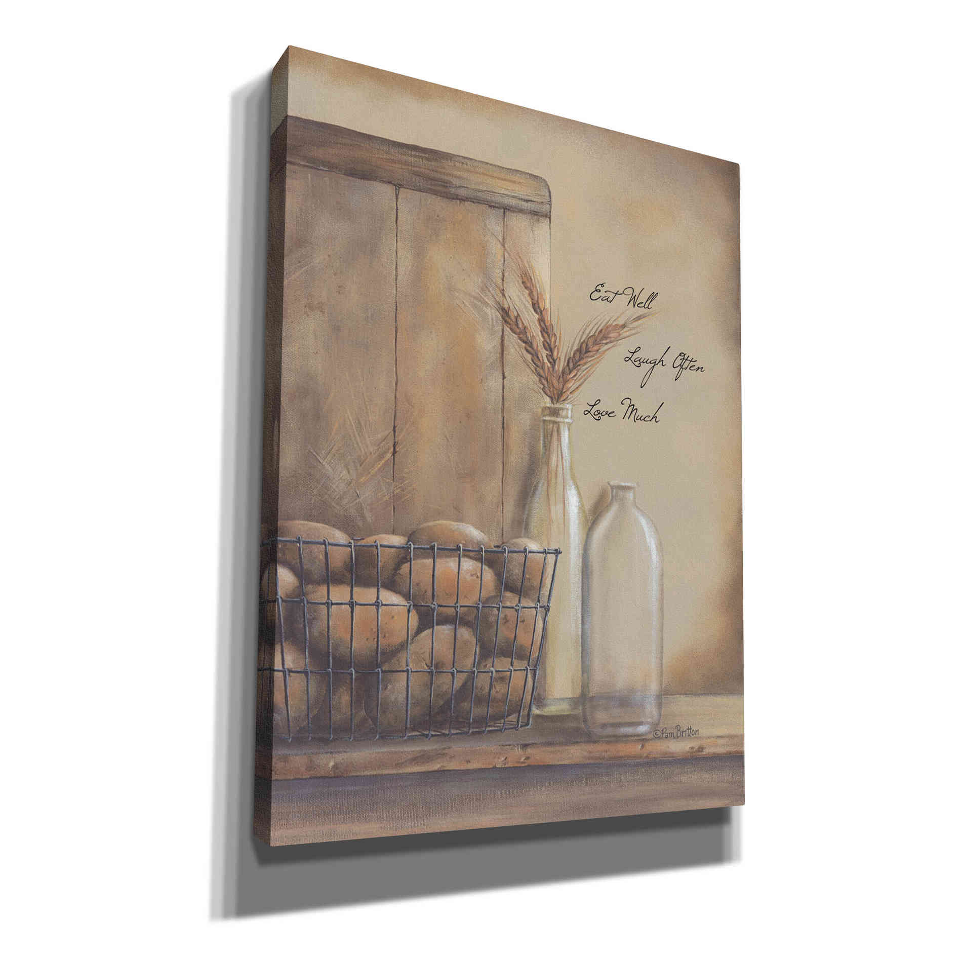 'Eat Well, Laugh Often, Love Much' by Pam Britton, Canvas Wall Art