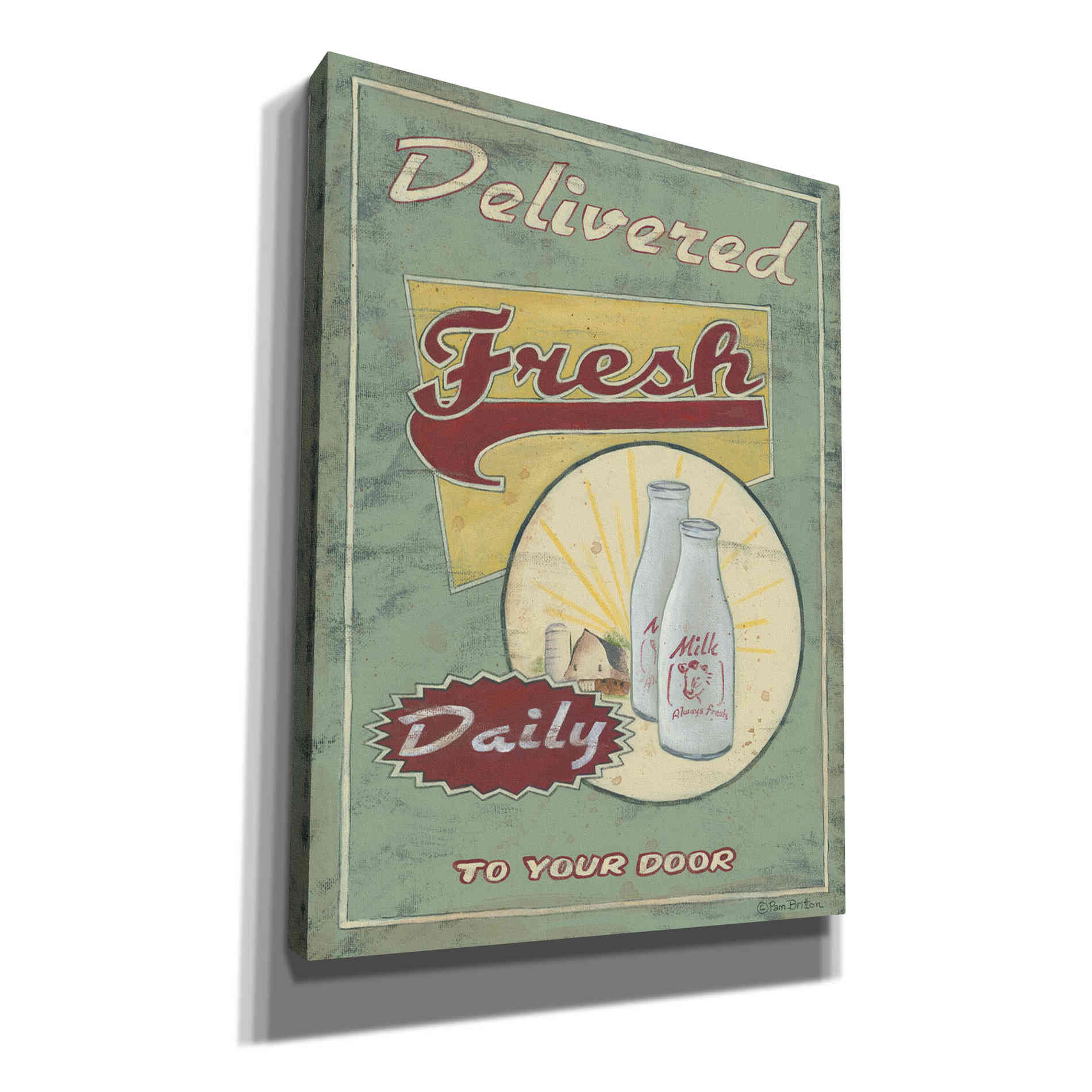 'Milk Delivered' by Pam Britton, Canvas Wall Art