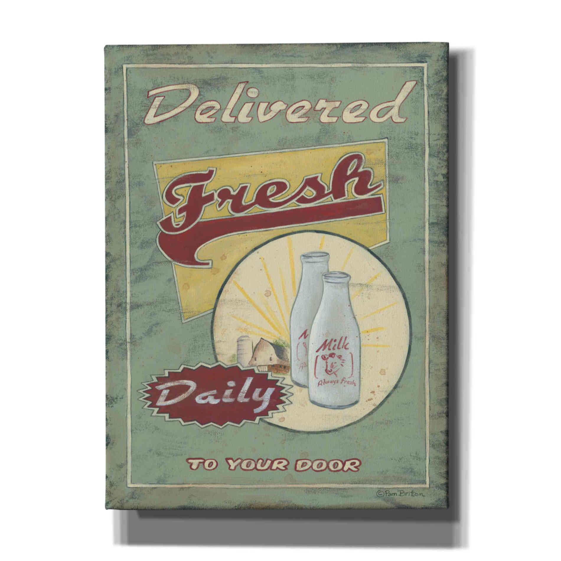 'Milk Delivered' by Pam Britton, Canvas Wall Art