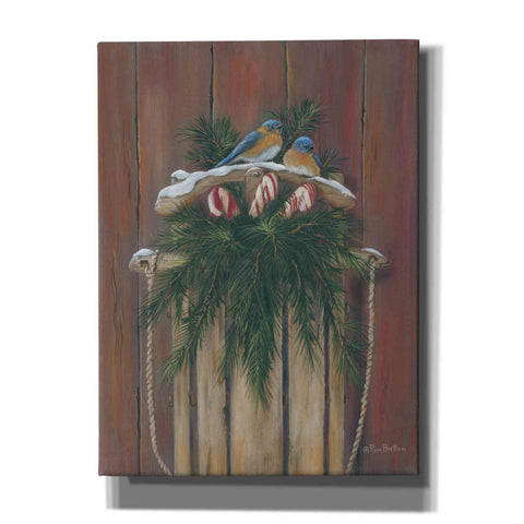 Image of 'Bluebirds & Sled' by Pam Britton, Canvas Wall Art
