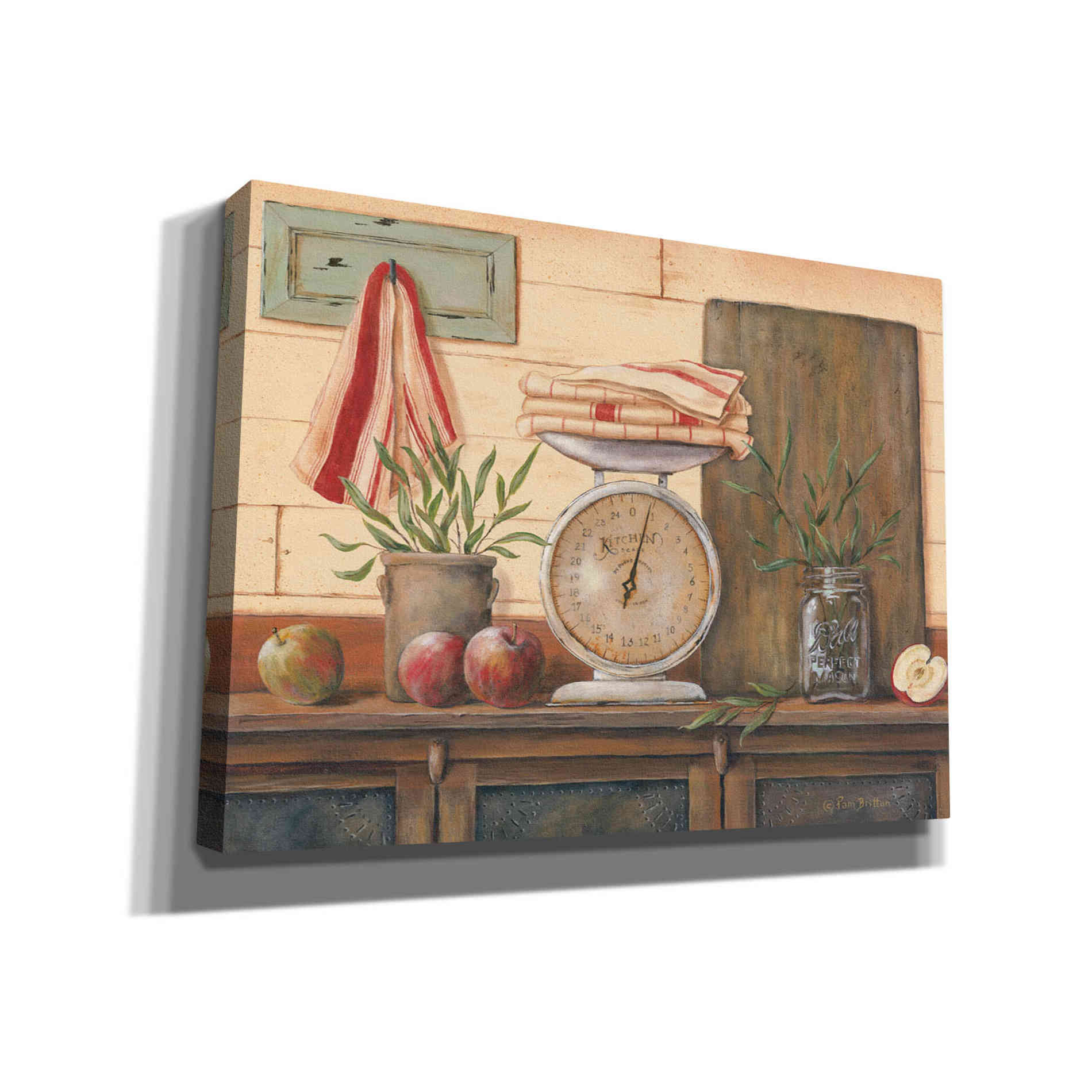 'Apples and Tea Towels I' by Pam Britton, Canvas Wall Art