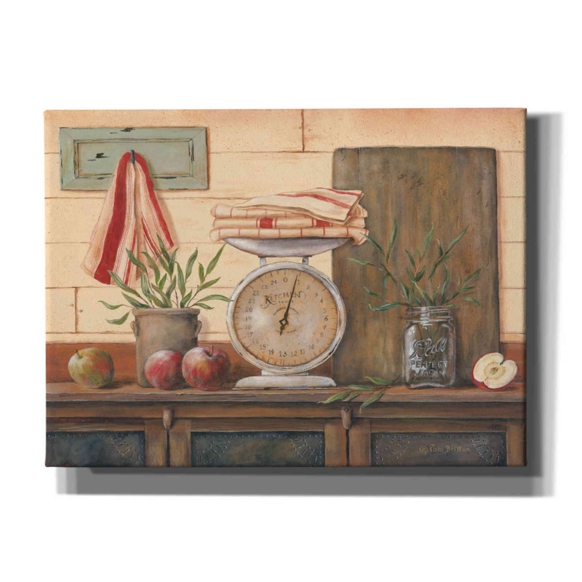 'Apples and Tea Towels I' by Pam Britton, Canvas Wall Art