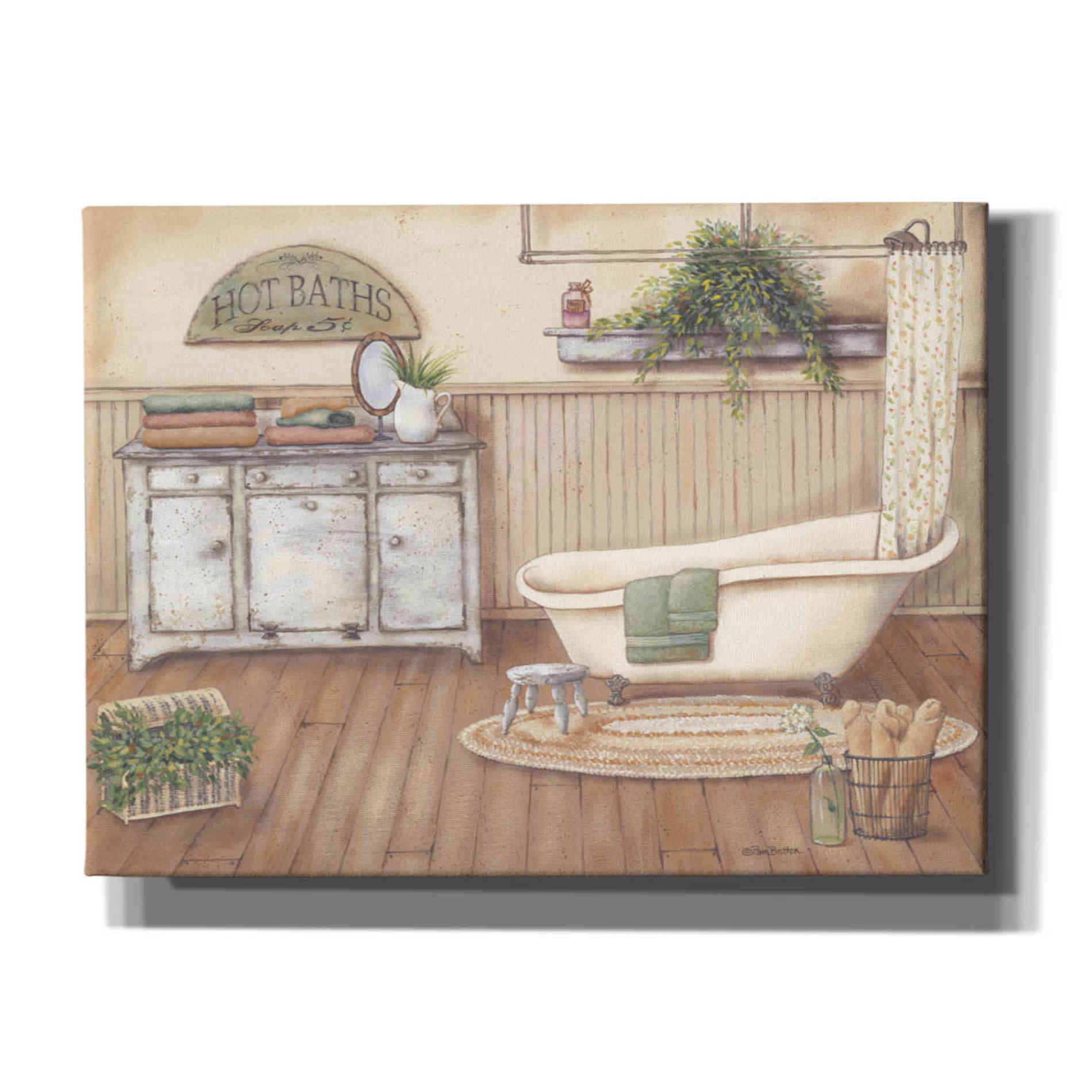 'Vintage Bath I' by Pam Britton, Canvas Wall Art