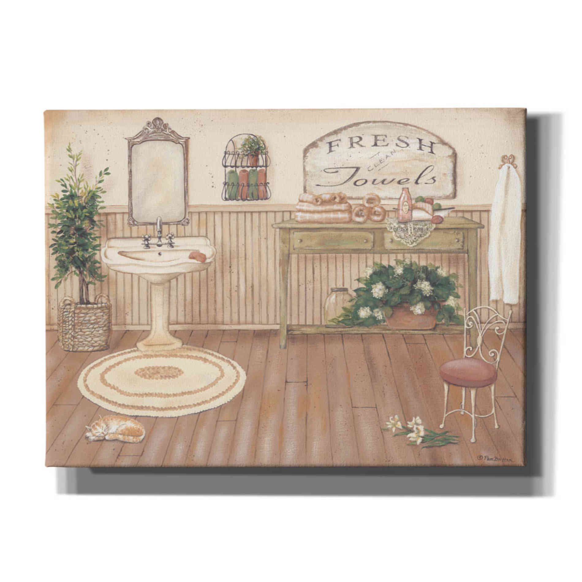 'Vintage Bath II' by Pam Britton, Canvas Wall Art