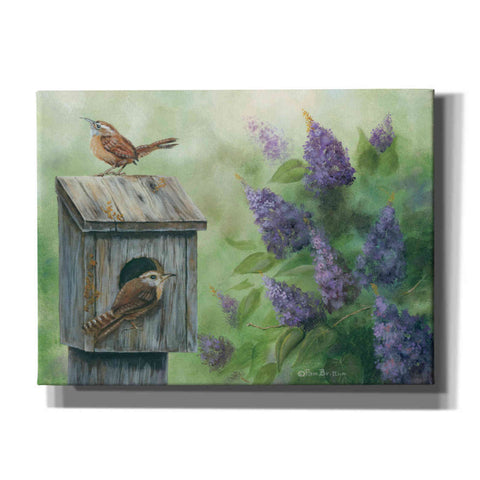 Image of 'Wrens & Lilacs' by Pam Britton, Canvas Wall Art