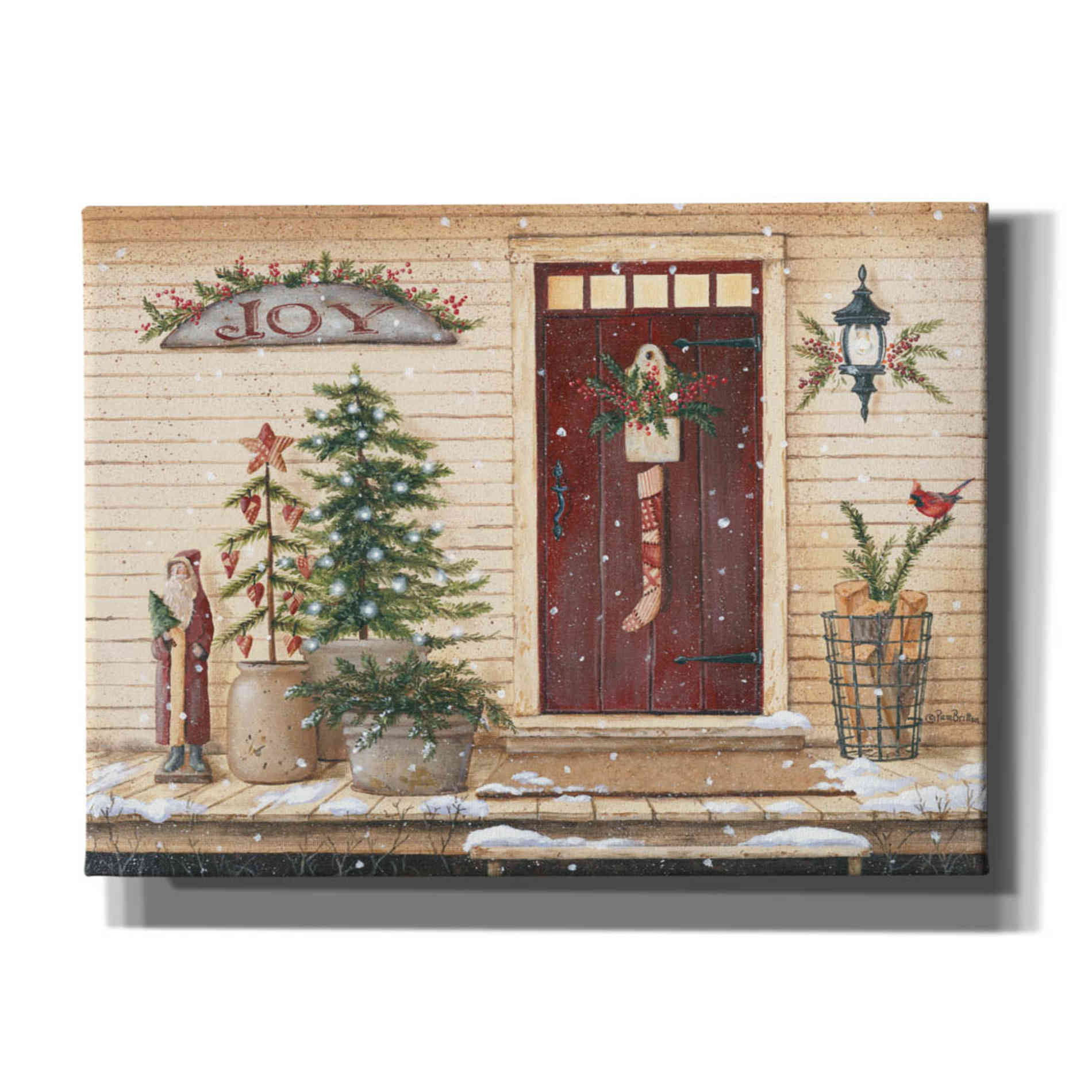 'Folk Art Santa Porch' by Pam Britton, Canvas Wall Art