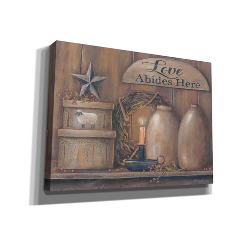 Image of 'Love Abides Here Shelf' by Pam Britton, Canvas Wall Art