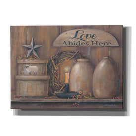 'Love Abides Here Shelf' by Pam Britton, Canvas Wall Art