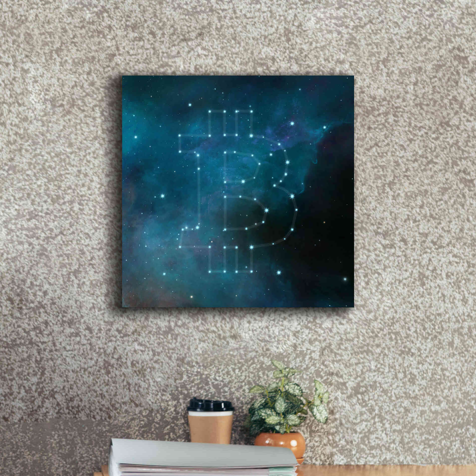 'Bitcoin Constellation II' by Epic Portfolio, Giclee Canvas Wall Art,18x18