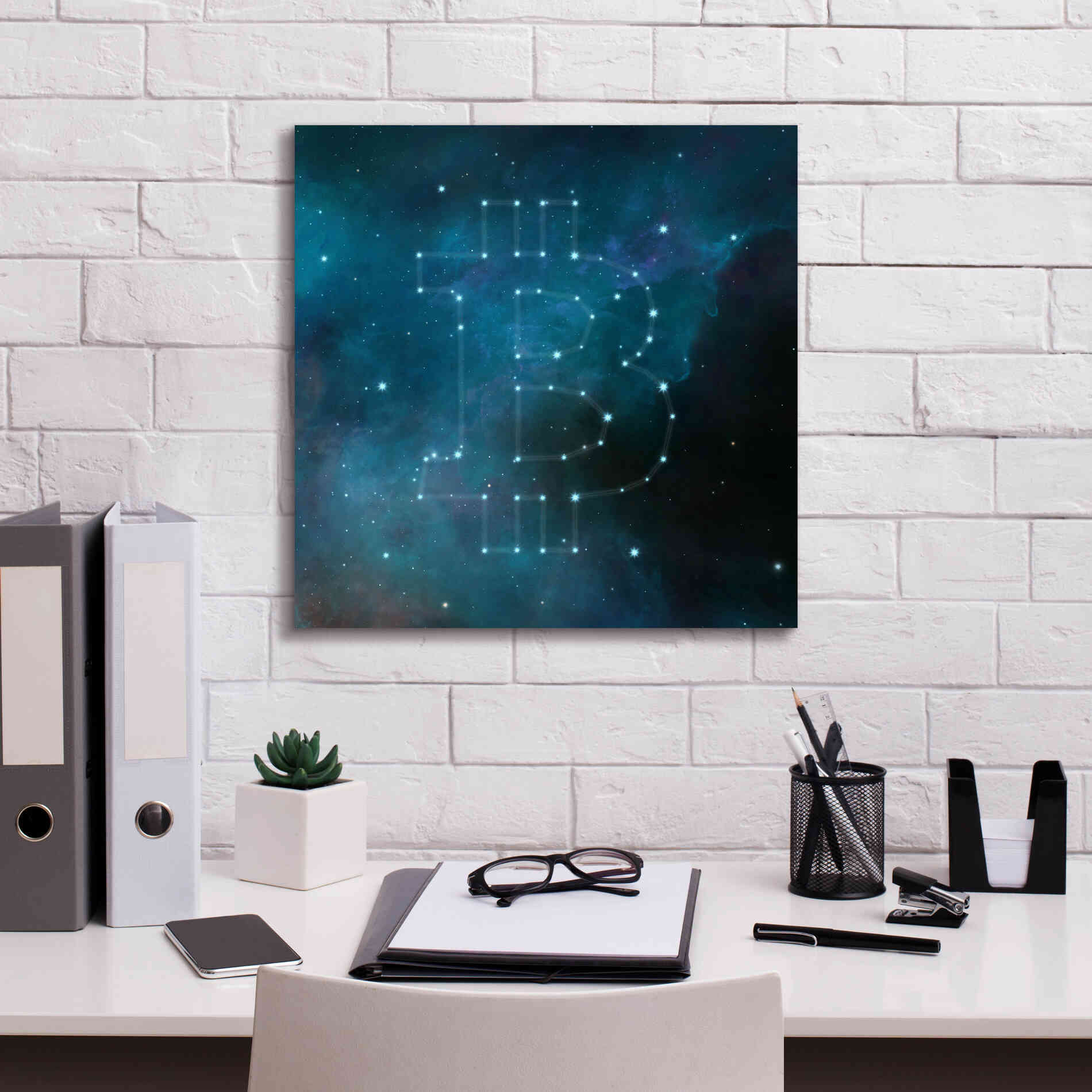 'Bitcoin Constellation II' by Epic Portfolio, Giclee Canvas Wall Art,18x18