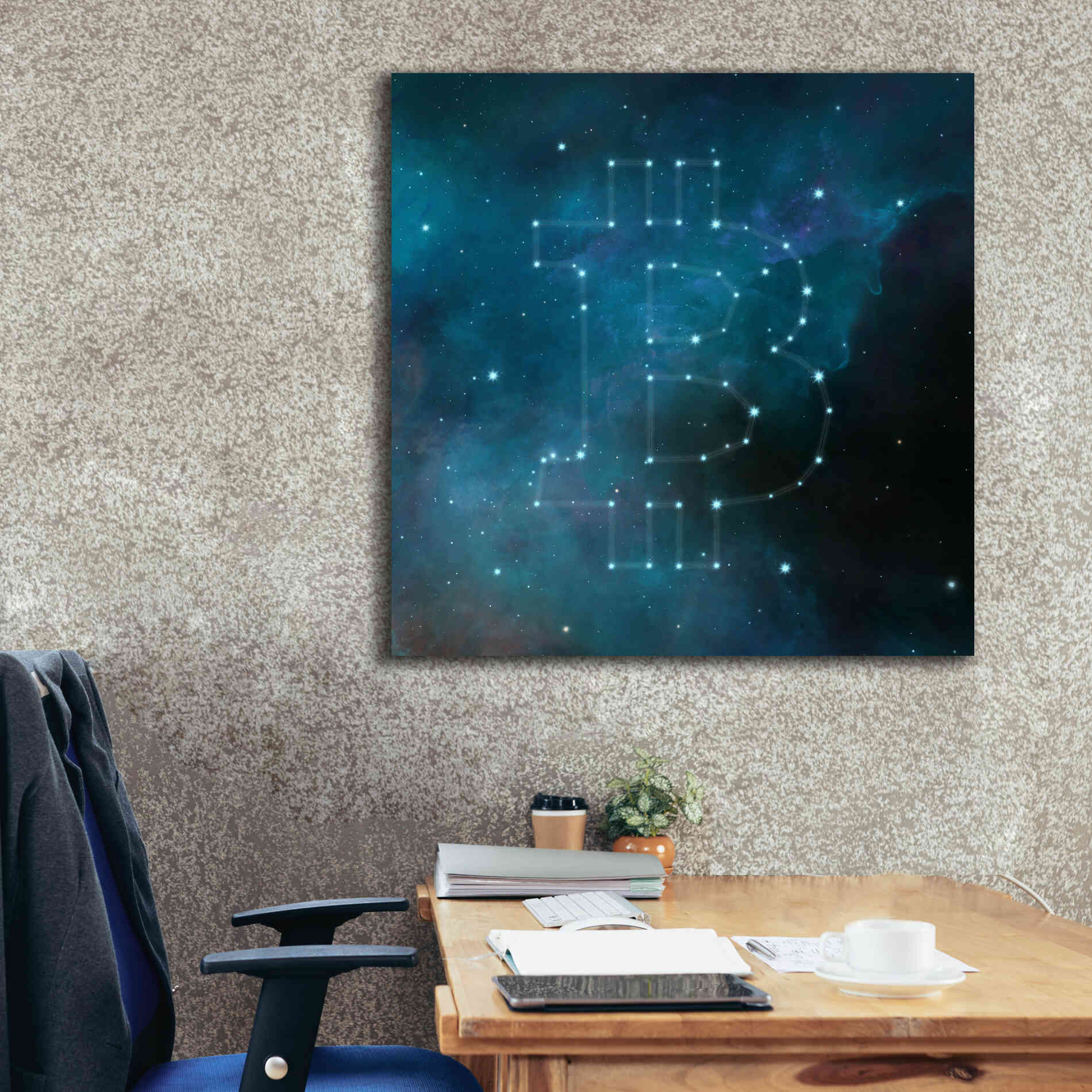 'Bitcoin Constellation II' by Epic Portfolio, Giclee Canvas Wall Art,37x37