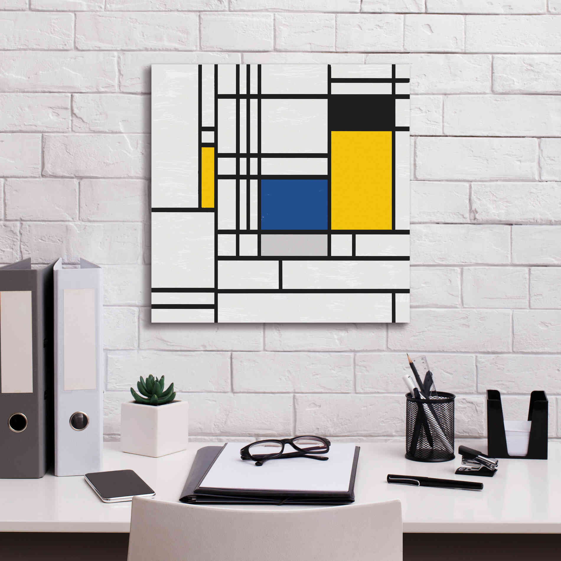 'Mondrian NFT3' by Epic Portfolio, Giclee Canvas Wall Art,18x18