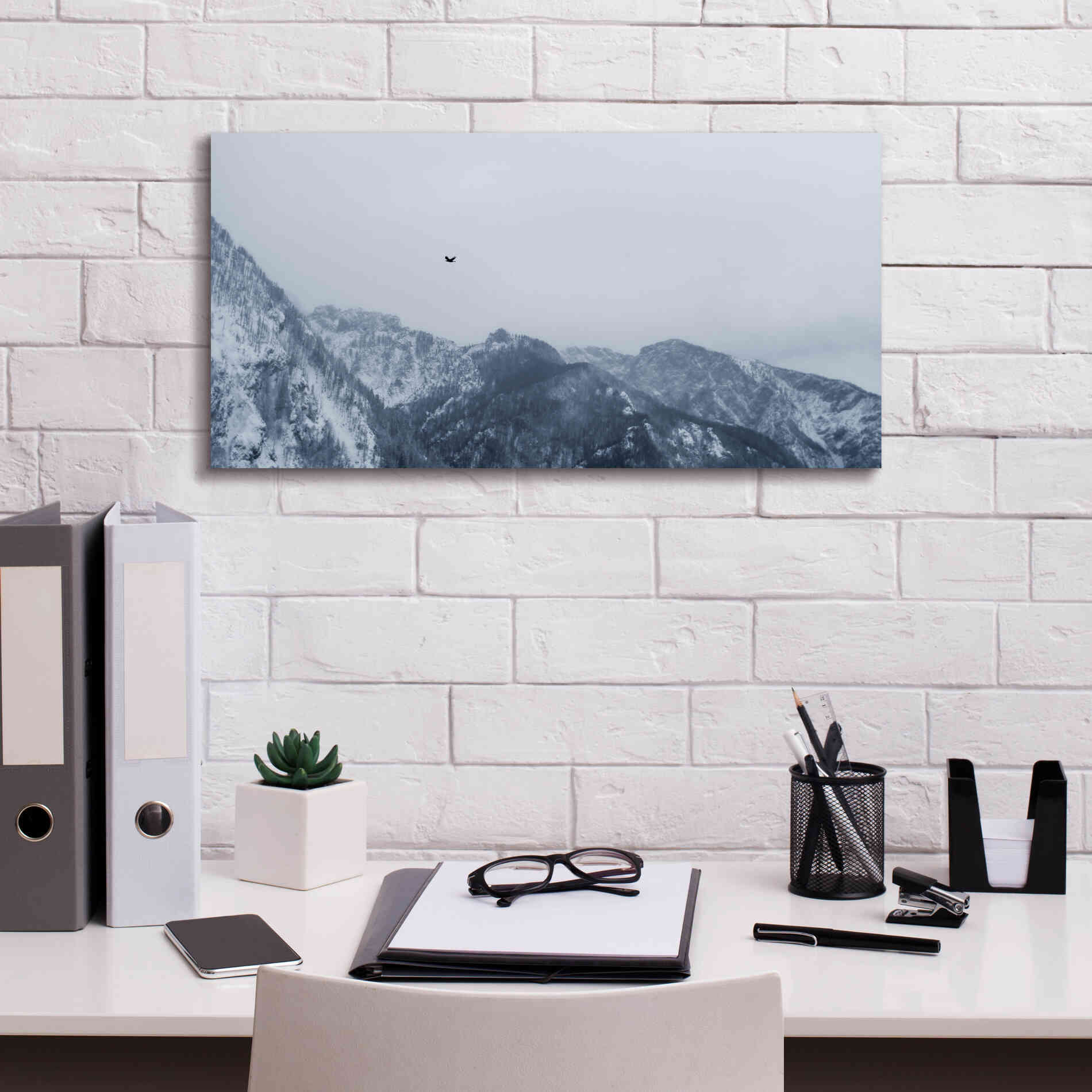 'Alpine Winter Bird' by Epic Portfolio, Giclee Canvas Wall Art,24x12