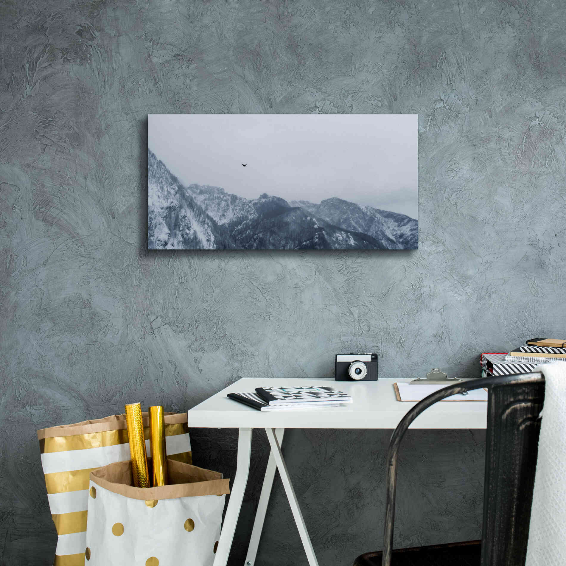 'Alpine Winter Bird' by Epic Portfolio, Giclee Canvas Wall Art,24x12