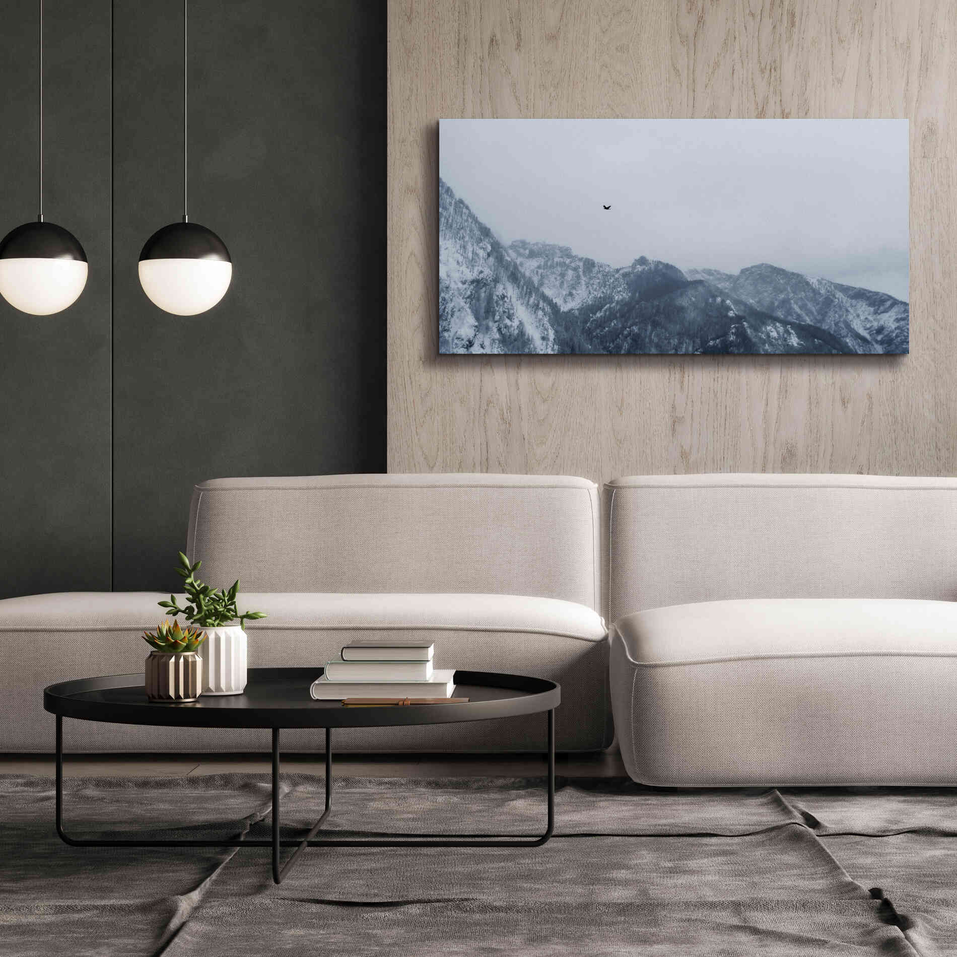 'Alpine Winter Bird' by Epic Portfolio, Giclee Canvas Wall Art,60x30