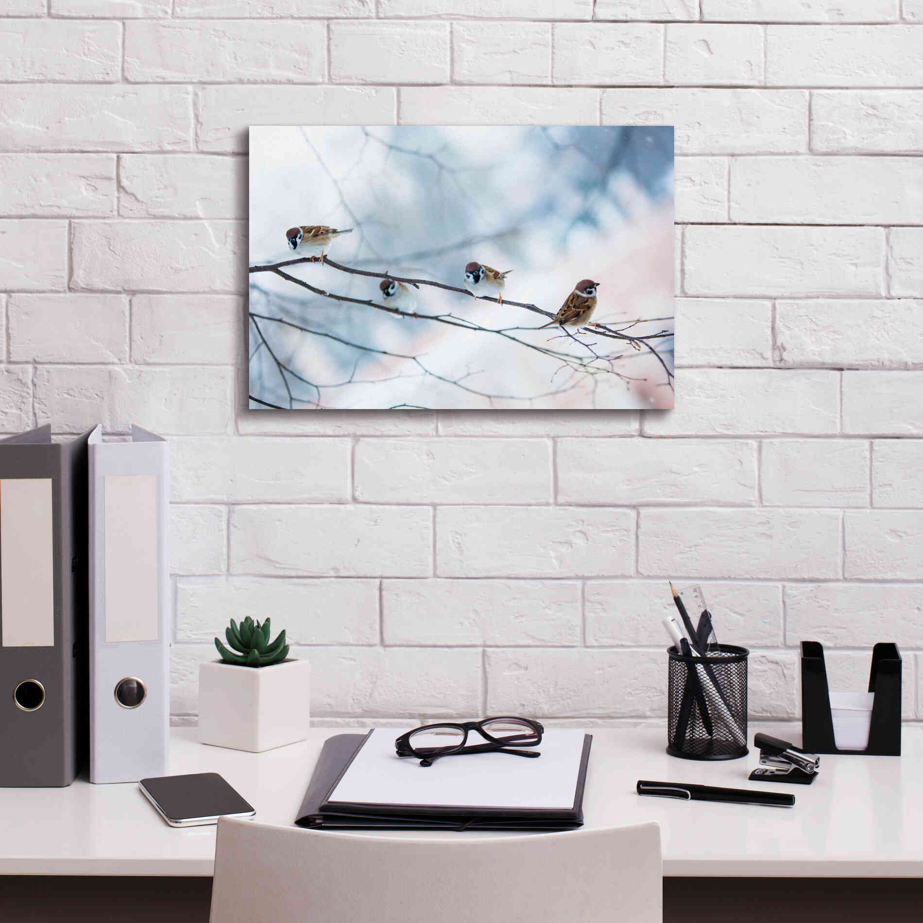 'Bird Feeders Treehouse' by Epic Portfolio, Giclee Canvas Wall Art,18x12