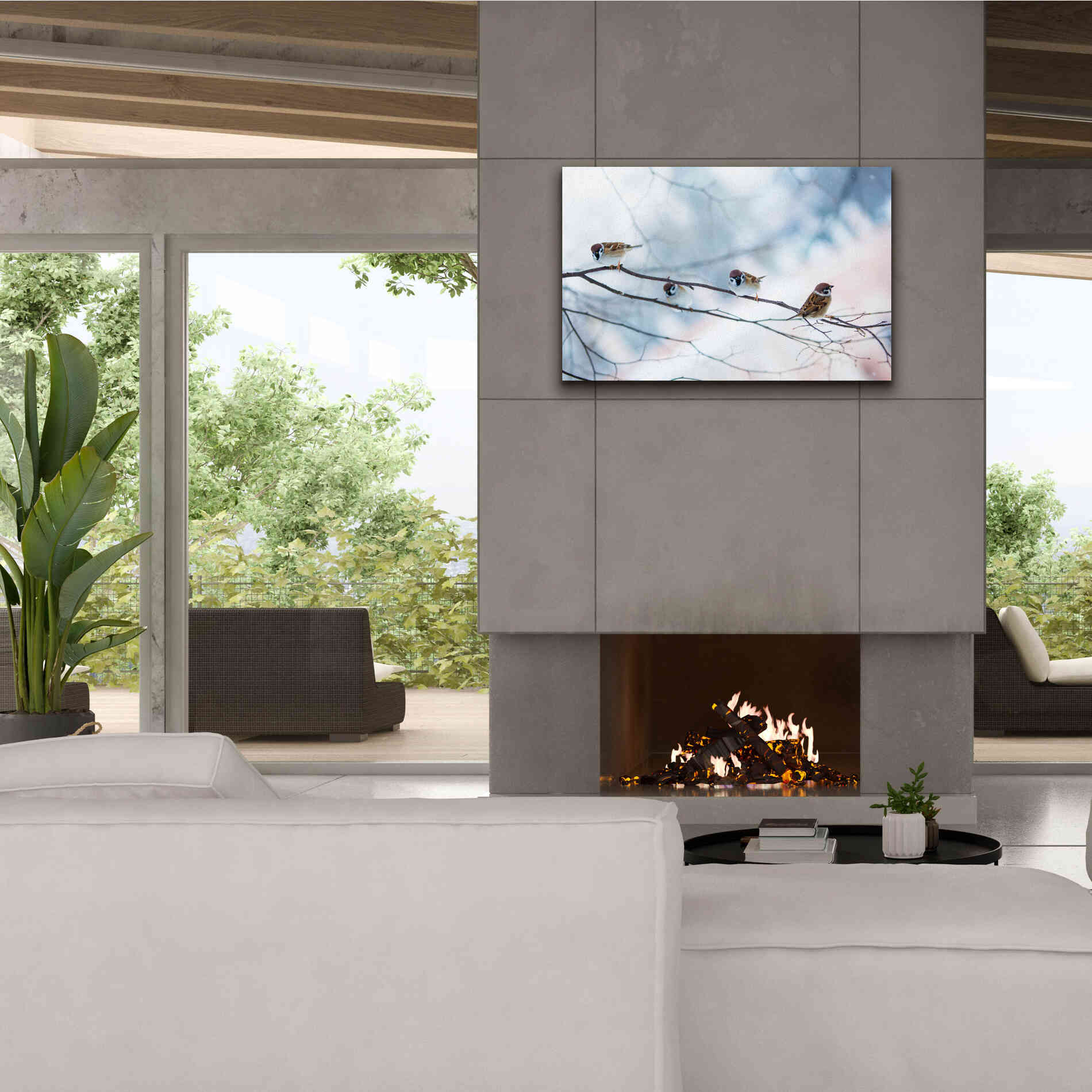 'Bird Feeders Treehouse' by Epic Portfolio, Giclee Canvas Wall Art,40x26