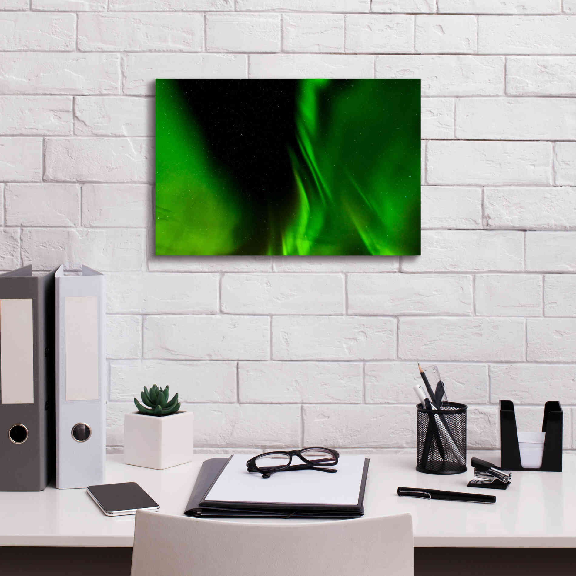 'A Beautiful Green Aurora Borealis' by Epic Portfolio, Giclee Canvas Wall Art,18x12