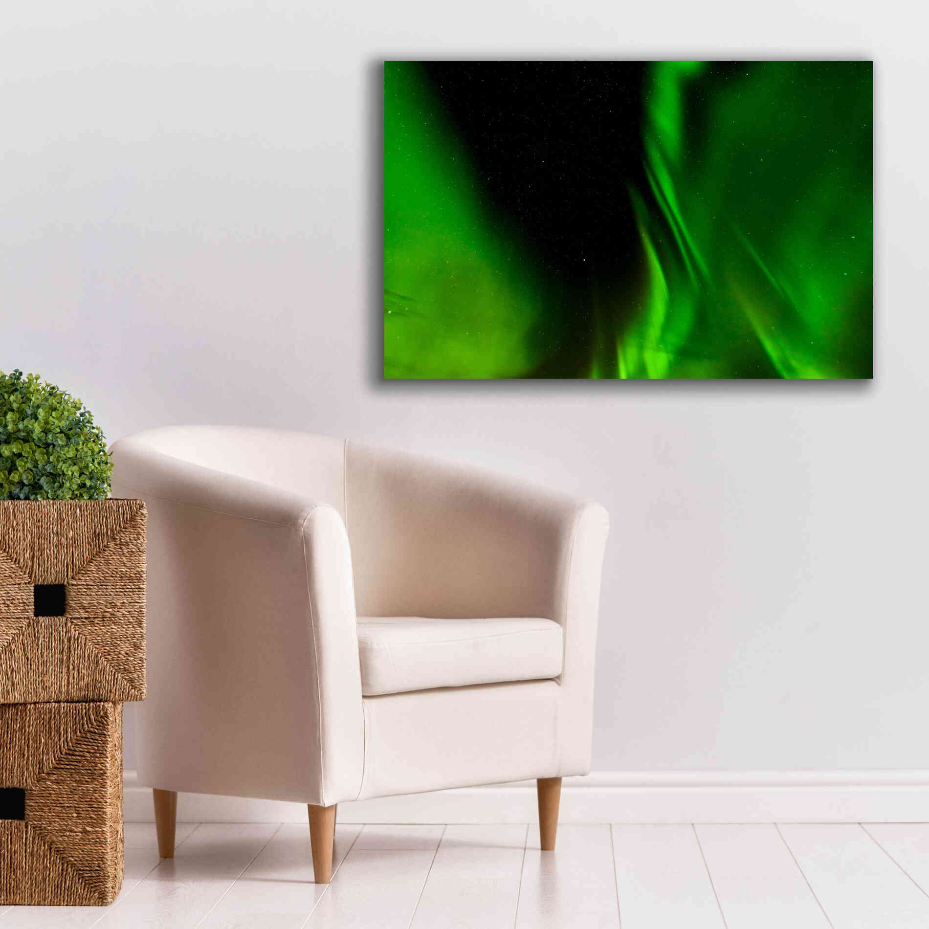 'A Beautiful Green Aurora Borealis' by Epic Portfolio, Giclee Canvas Wall Art,40x26