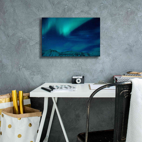 Image of 'Amazing Northern Lights Blue' by Epic Portfolio, Giclee Canvas Wall Art,18x12