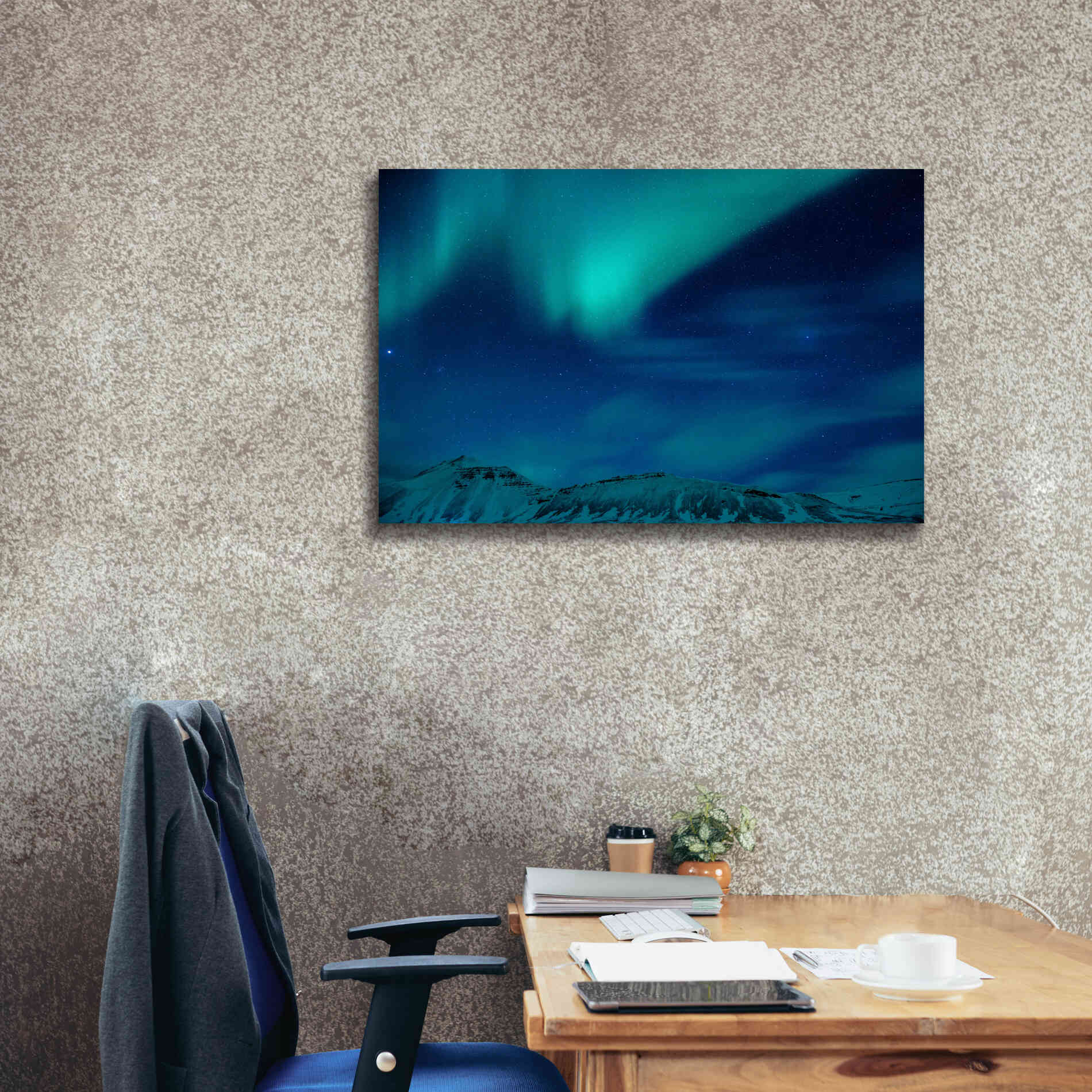 'Amazing Northern Lights Blue' by Epic Portfolio, Giclee Canvas Wall Art,40x26