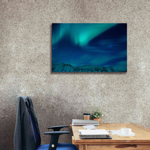 Image of 'Amazing Northern Lights Blue' by Epic Portfolio, Giclee Canvas Wall Art,40x26