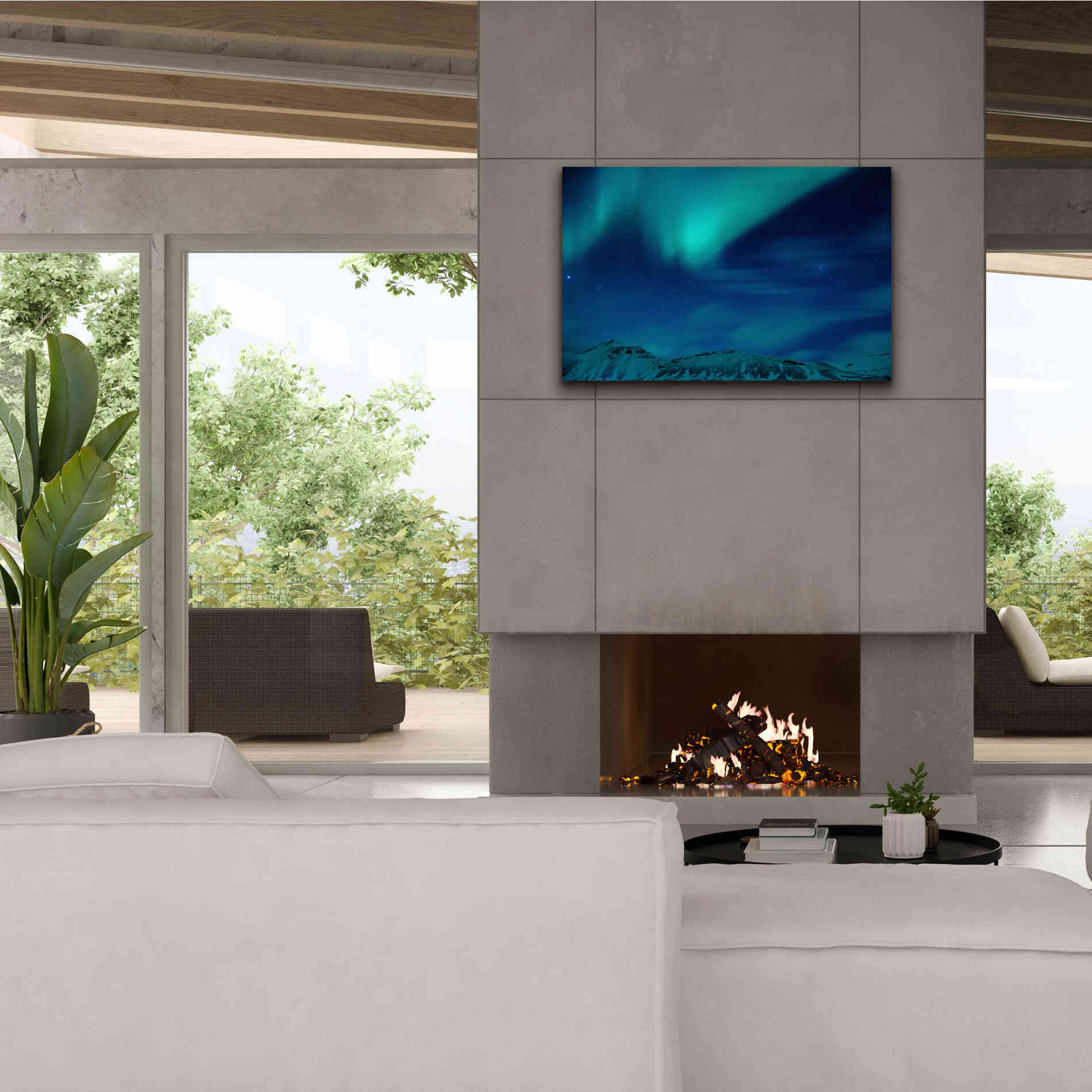 'Amazing Northern Lights Blue' by Epic Portfolio, Giclee Canvas Wall Art,40x26