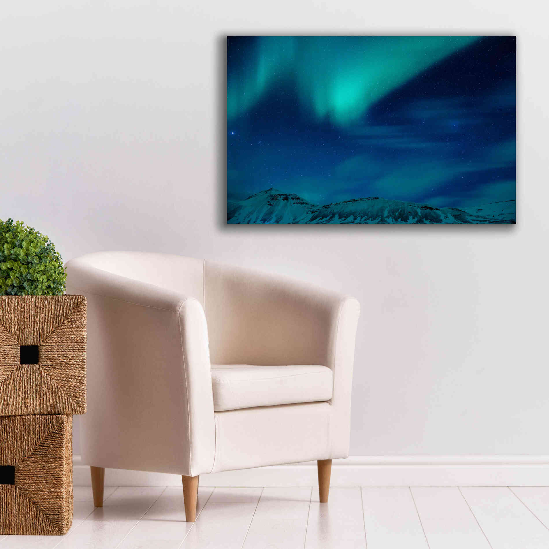 'Amazing Northern Lights Blue' by Epic Portfolio, Giclee Canvas Wall Art,40x26