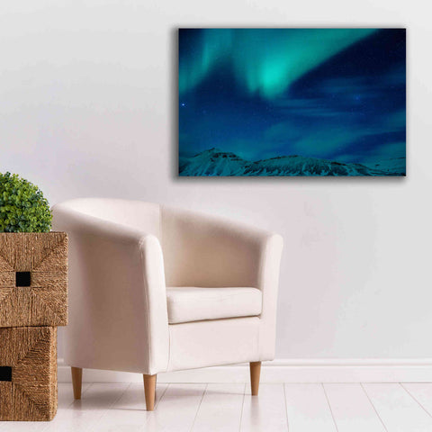 Image of 'Amazing Northern Lights Blue' by Epic Portfolio, Giclee Canvas Wall Art,40x26