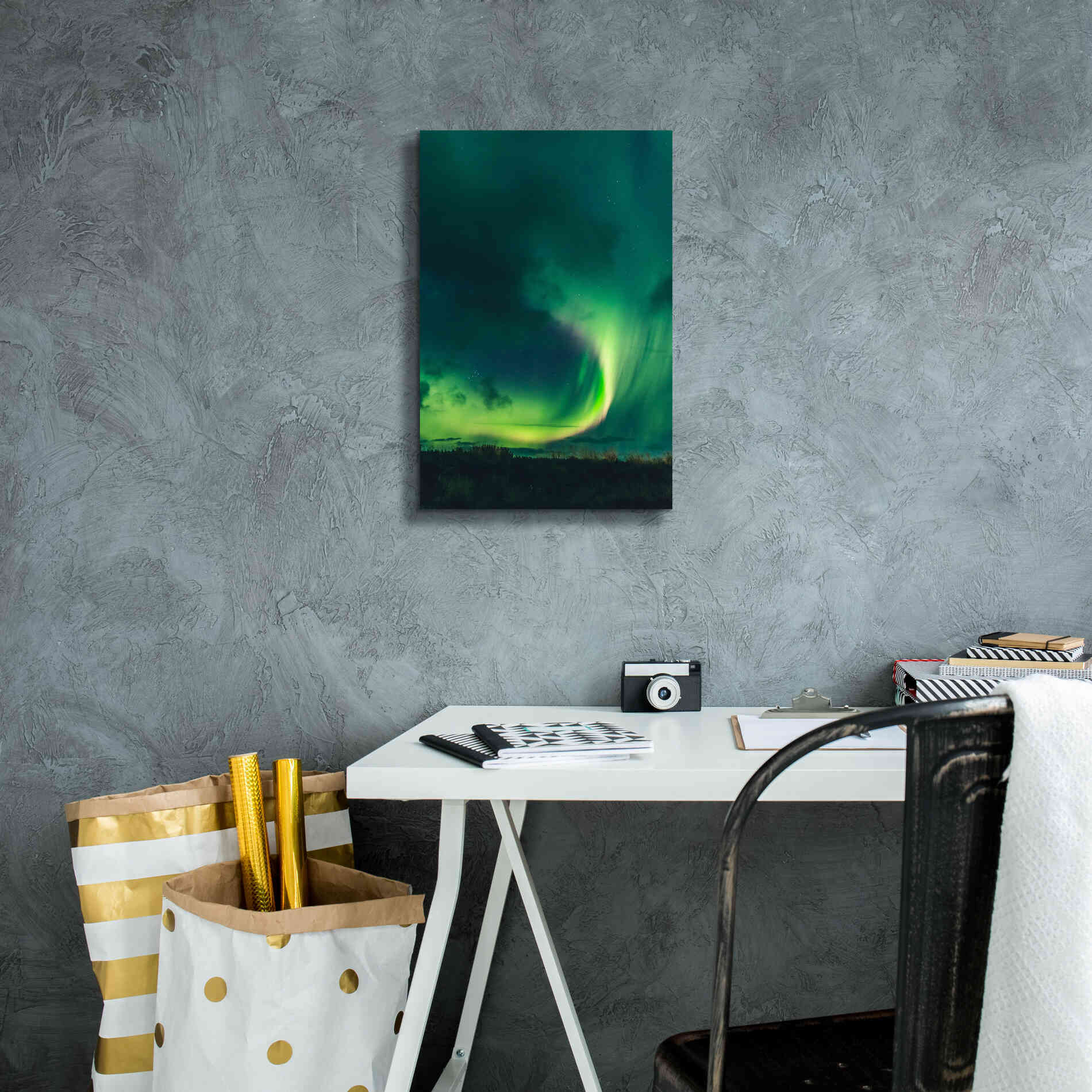 'Amazing Northern Lights Green' by Epic Portfolio, Giclee Canvas Wall Art,12x18