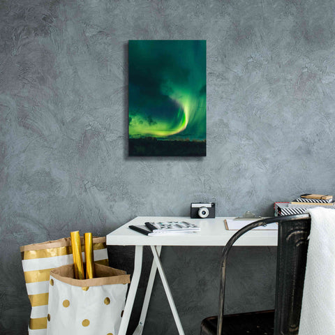 Image of 'Amazing Northern Lights Green' by Epic Portfolio, Giclee Canvas Wall Art,12x18