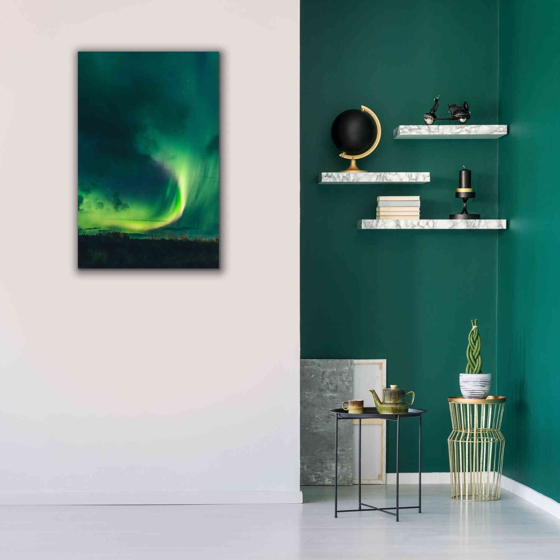 'Amazing Northern Lights Green' by Epic Portfolio, Giclee Canvas Wall Art,26x40